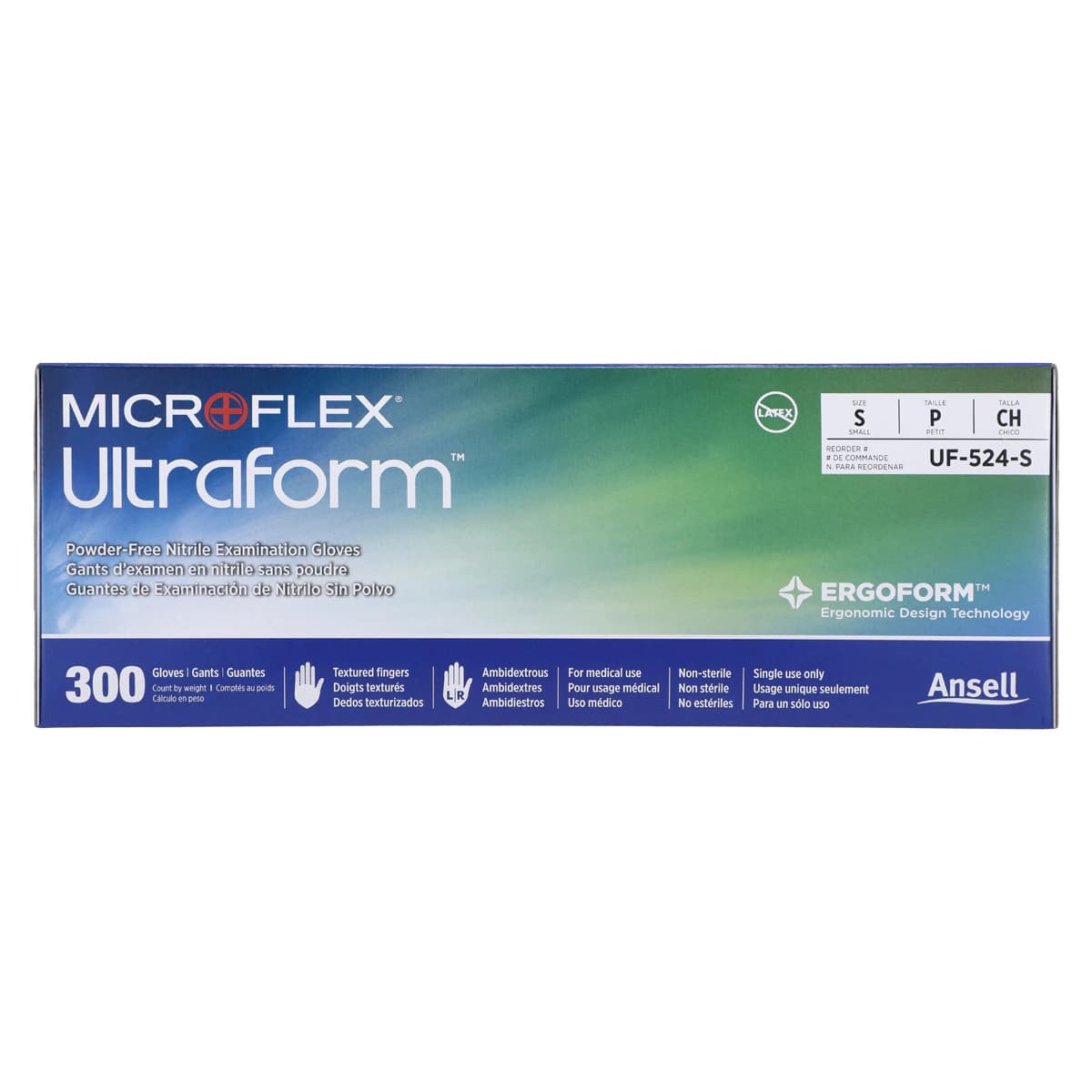 Microflex Ultraform Nitrile Exam Gloves, Powder-Free, Non-Sterile, Small, Cobalt Blue, 300/Box, UF-524-S thumbnail 5