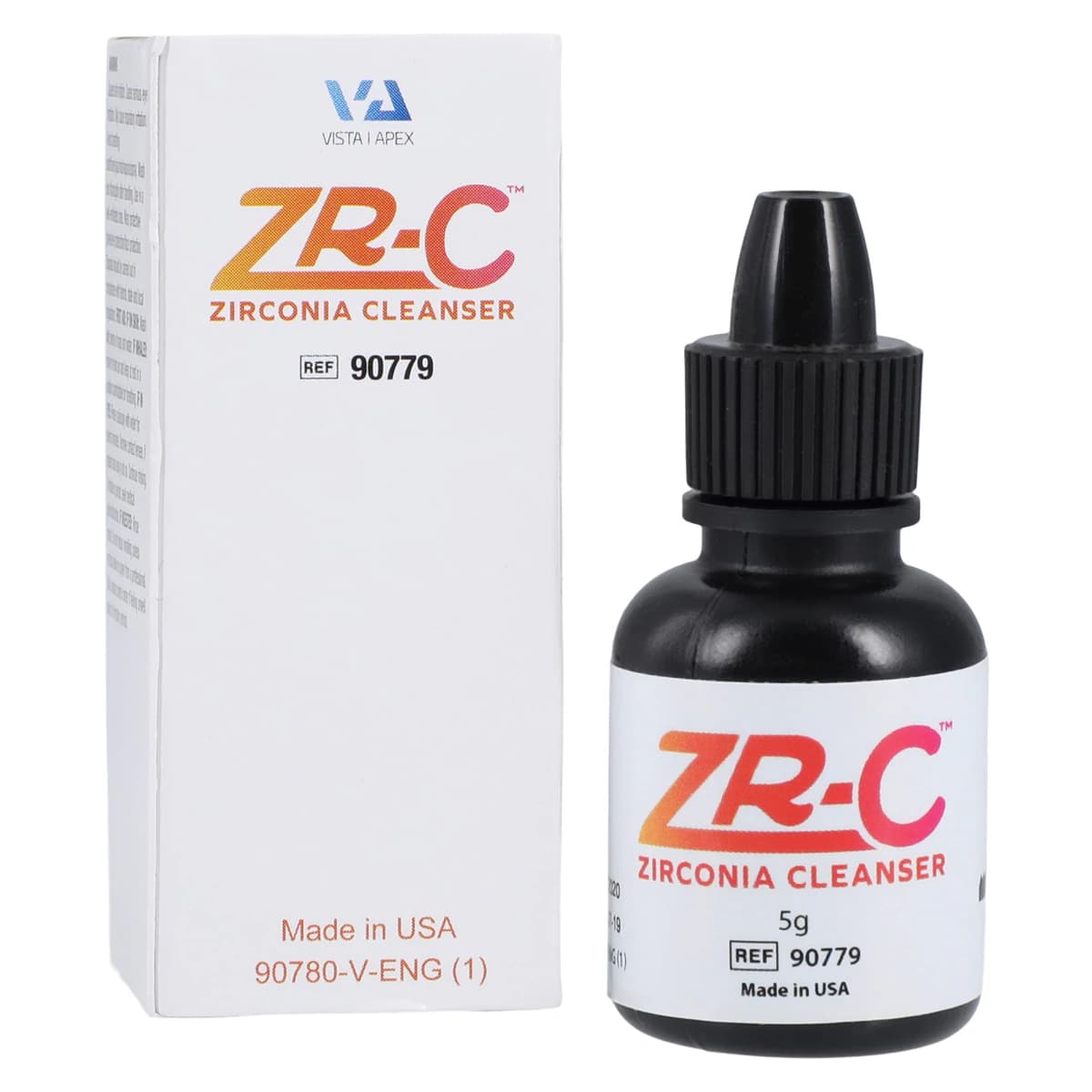 Vista Apex ZR-C Universal Zirconia Cleanser, 5g Dropper Bottle, #90779 - ZR-C Zirconia Cleanser Bottle w/Dropper 5mL - Image 1
