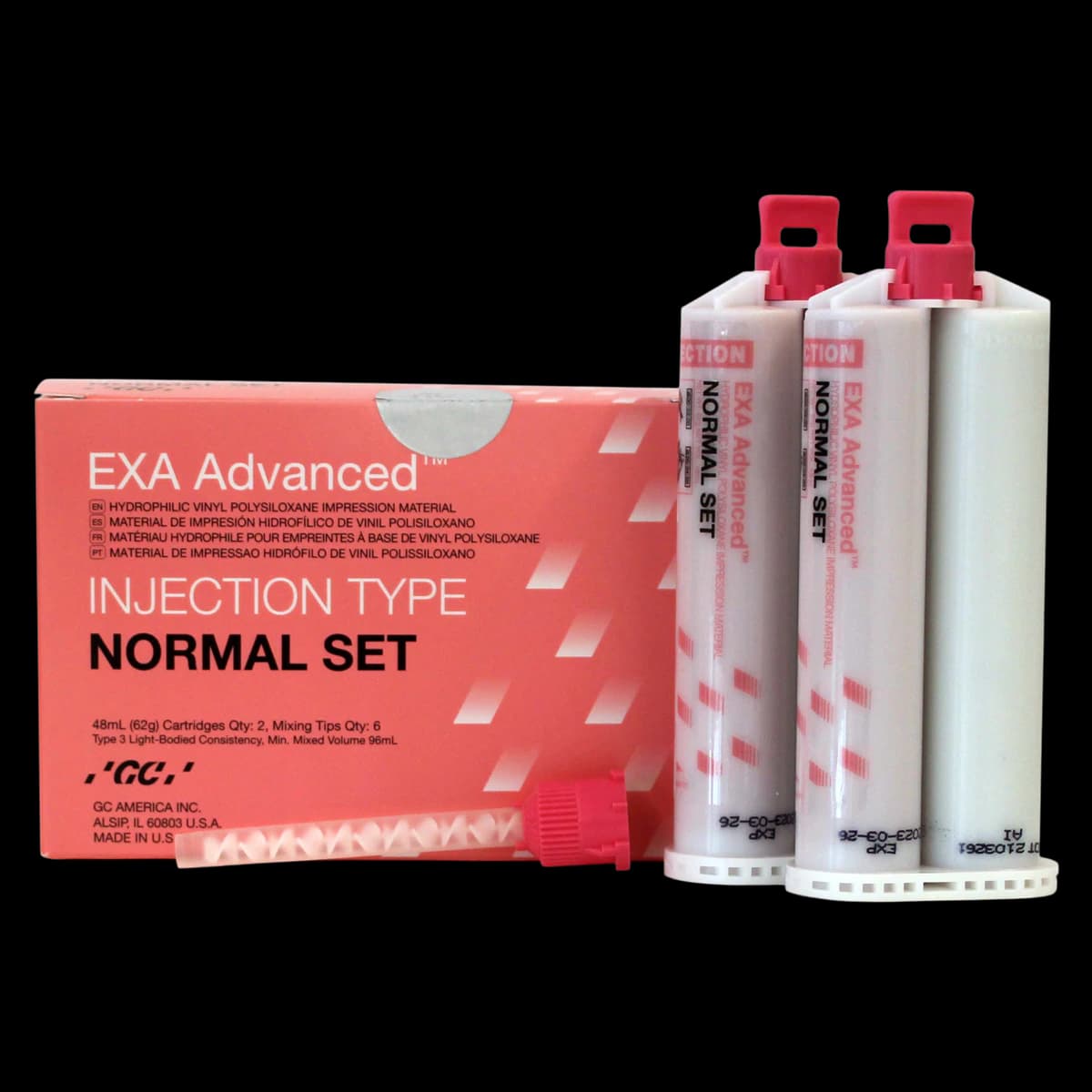 EXA Advanced VPS Impression Material, Injection (Light Body), Normal Set, 48 mL Cartridges, 2/Pk, 137119 - EXA Advanced VPS 48mL Injection Normal-Set 2/Pk - Image 1