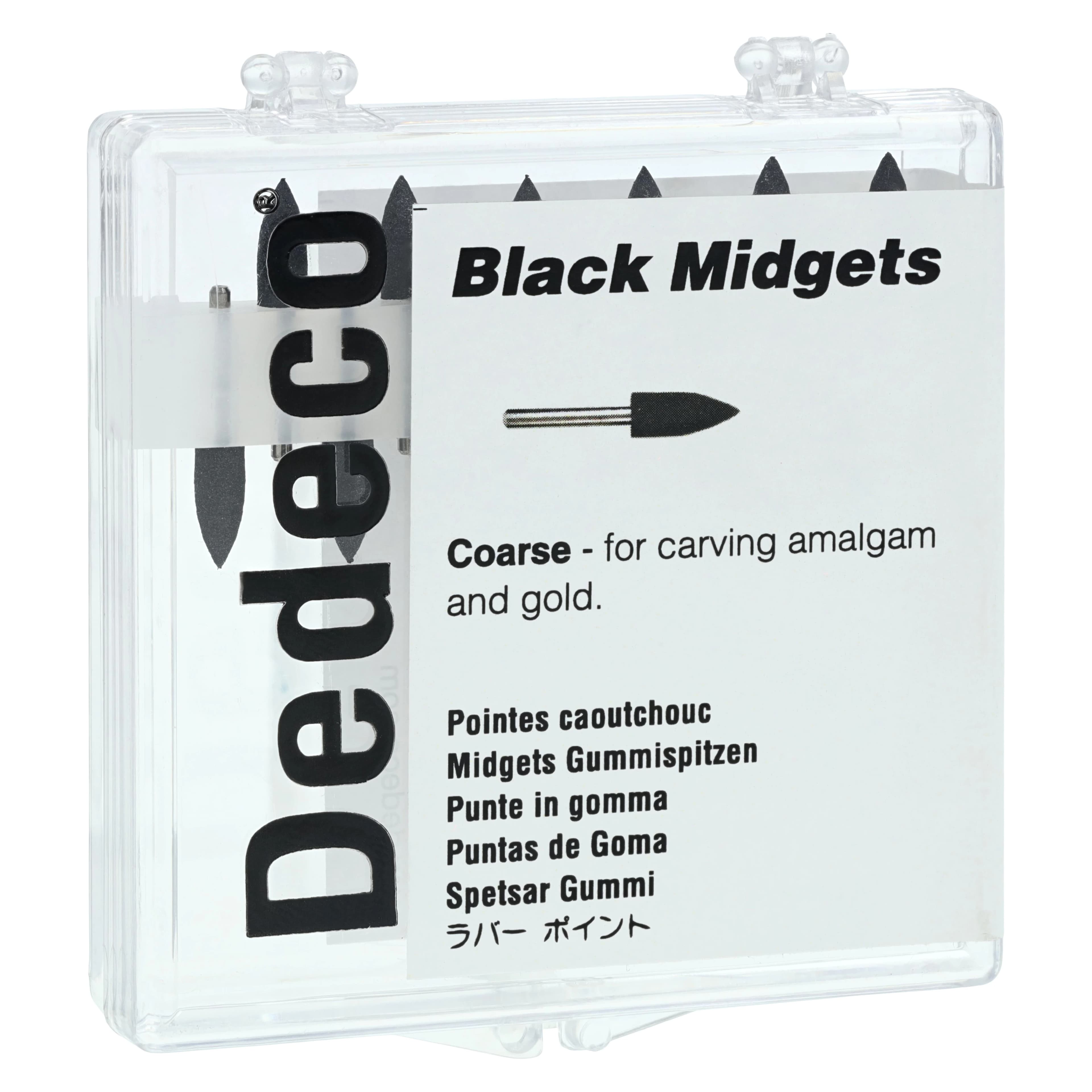 Dedeco Classic Midget Rubber Polisher, FG, Shape #138, Black, Hard, 12/Box - Black Midgets FG 138 12/Bx - Image 1