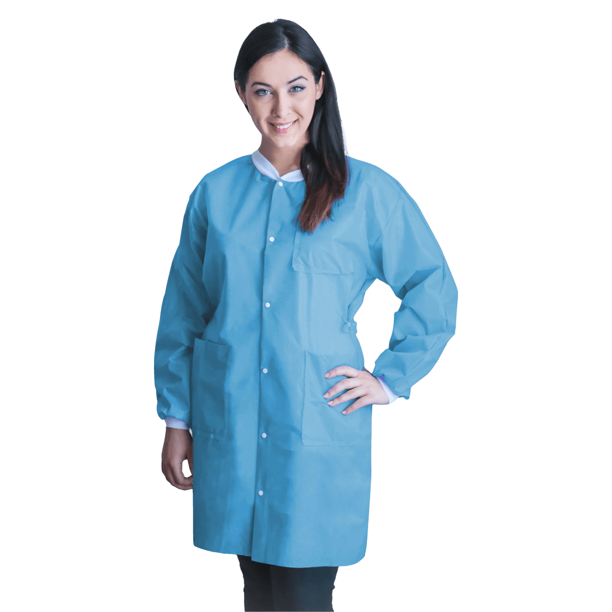 FitMe Lab Coat, Sky Blue, X-Large, 10/Pack, UGC-6601-XL - FitMe Lab Coats - Image 1