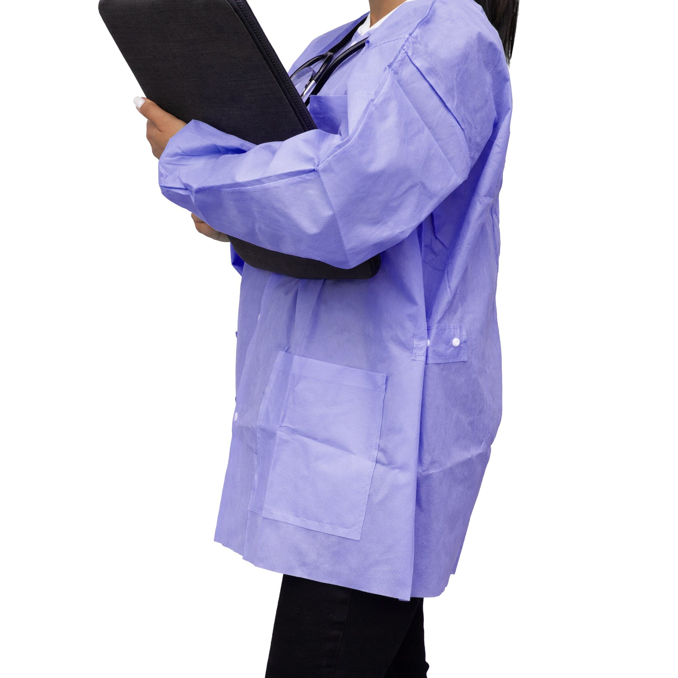 FitMe Disposable Lab Jacket, Purple, Small, 10/Bag, UGJ-6504-S thumbnail 6