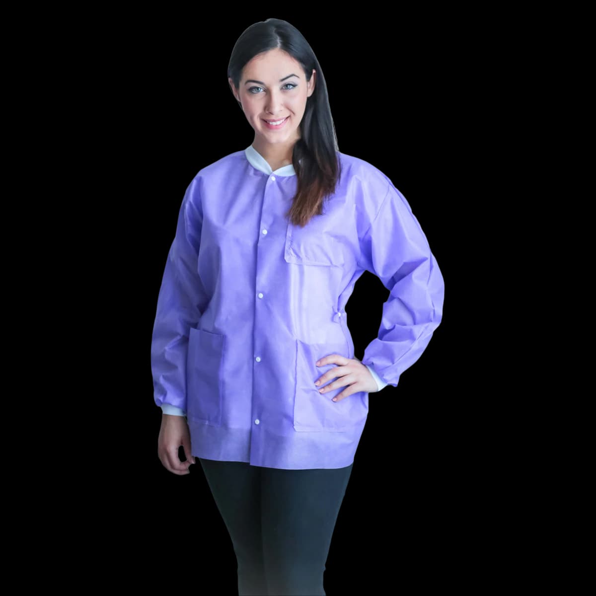 FitMe Disposable Lab Jacket, Purple, Small, 10/Bag, UGJ-6504-S thumbnail 2
