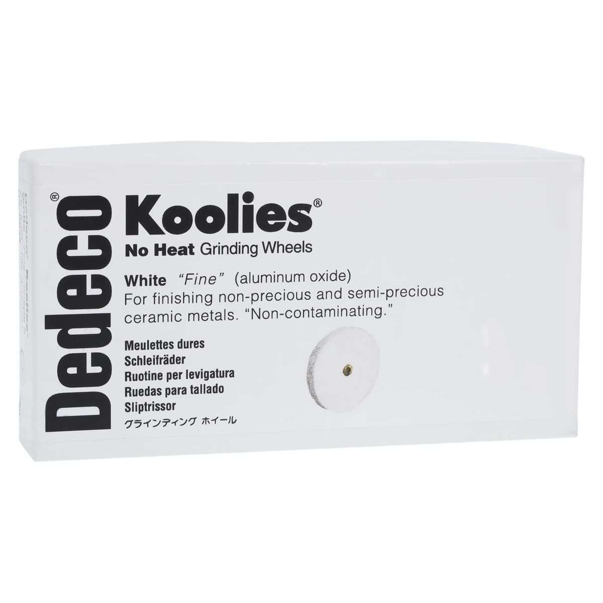 Dedeco Koolies White No Heat Grinding Wheels, Shape 5, Fine Aluminum Oxide, 7/8" x 1/8", 50/Box, 0835 - Koolies White Shape-5 7/8''X1/8'' 50/Bx - Image 1