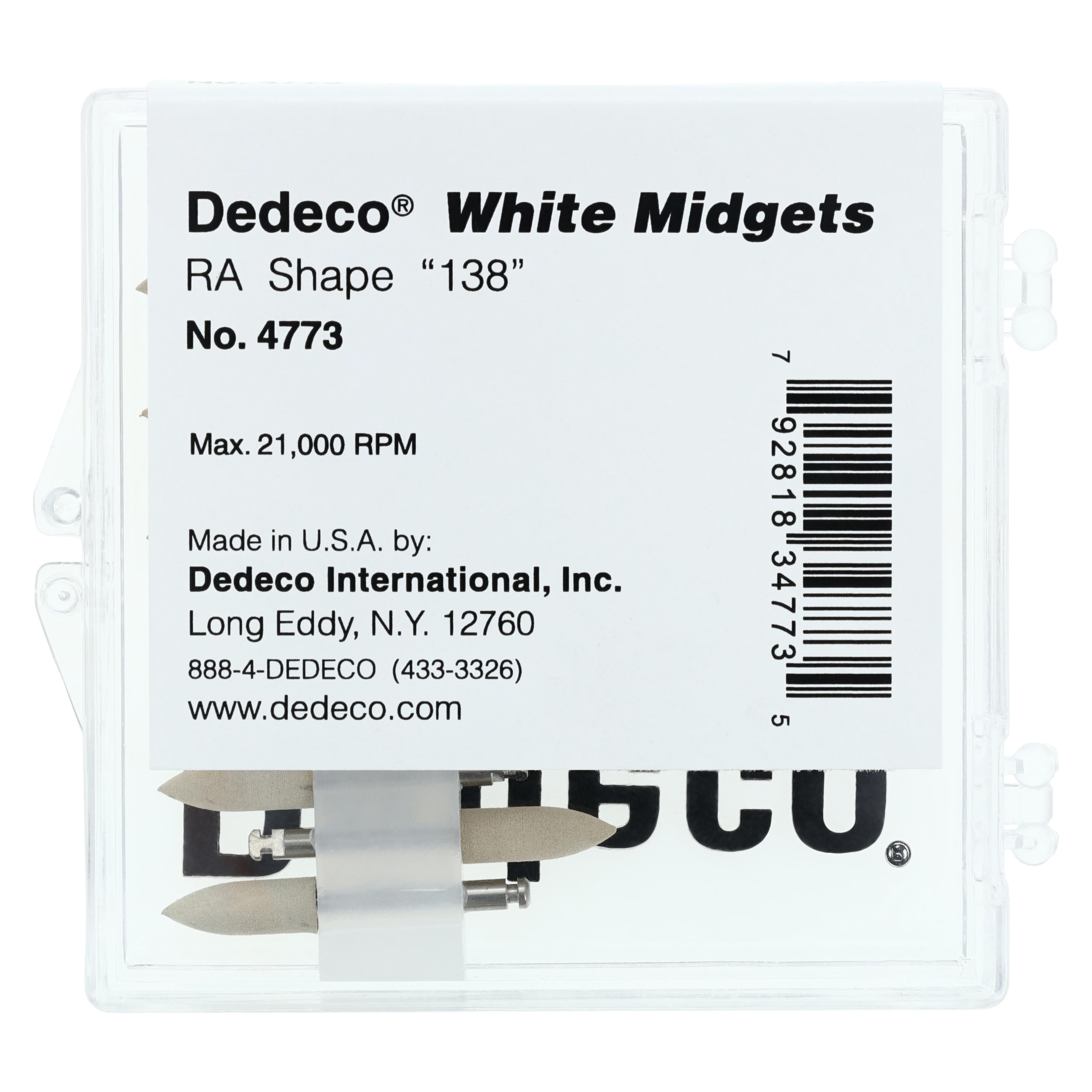 Dedeco Classic Midget Polisher, #138 White, Ultra-Fine, Right Angle (RA), 3/32" (2.35mm) Shank, 12/Box, 4773 thumbnail 2