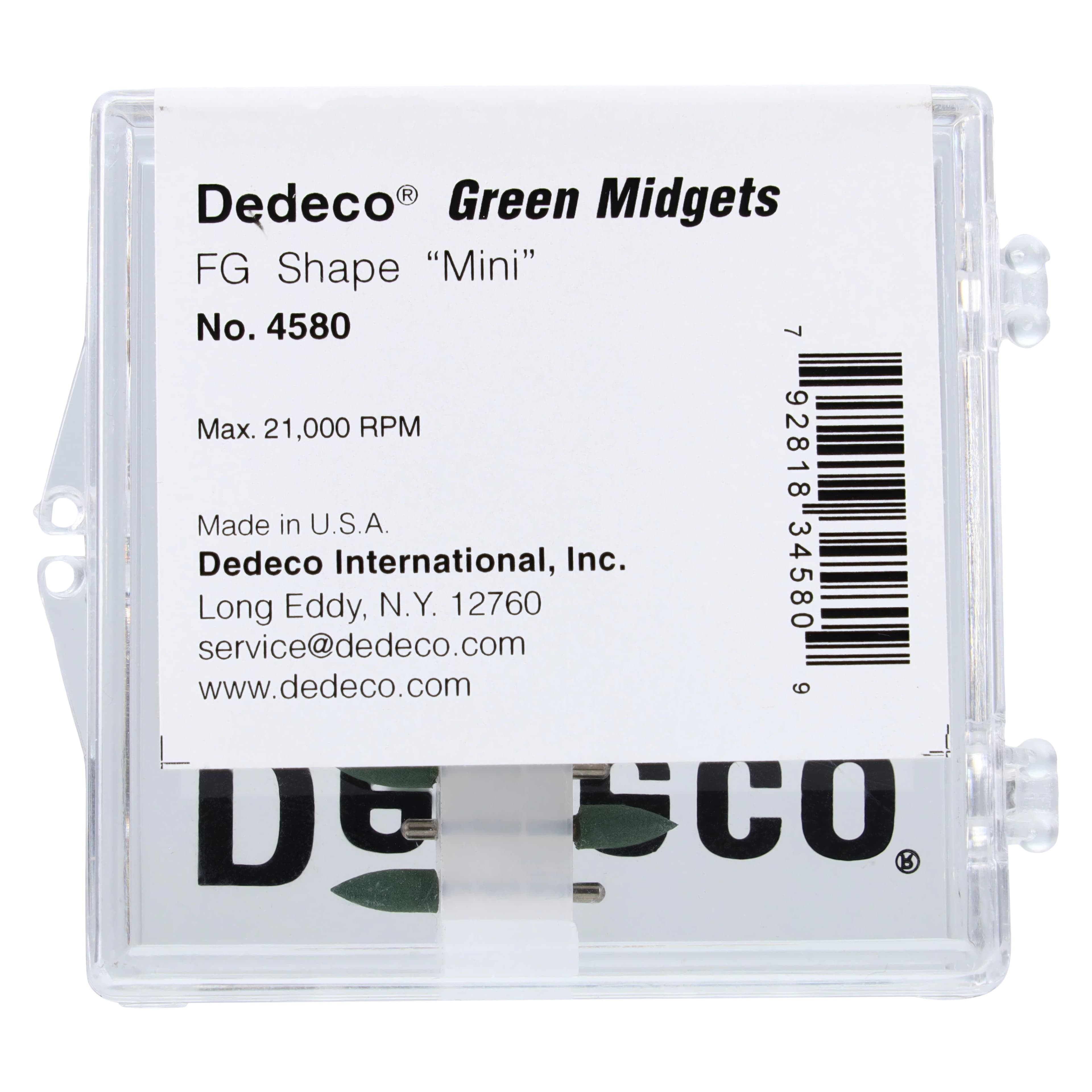 Dedeco Classic Midget Polisher, Green, Mini Flame, Coarse, FG (1/16" Shank), 12/Box, 4580 thumbnail 2
