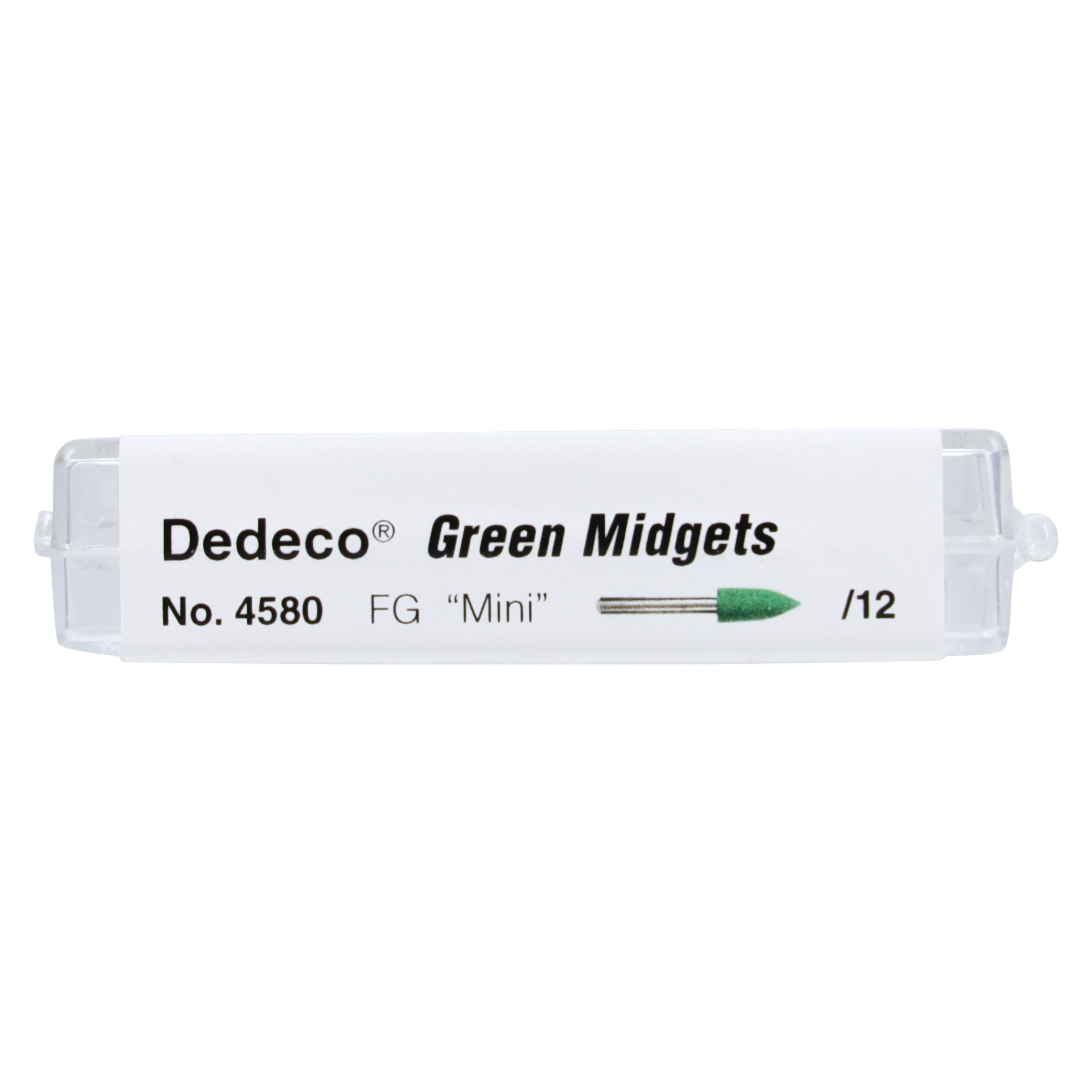 Dedeco Classic Midget Polisher, Green, Mini Flame, Coarse, FG (1/16" Shank), 12/Box, 4580 thumbnail 3