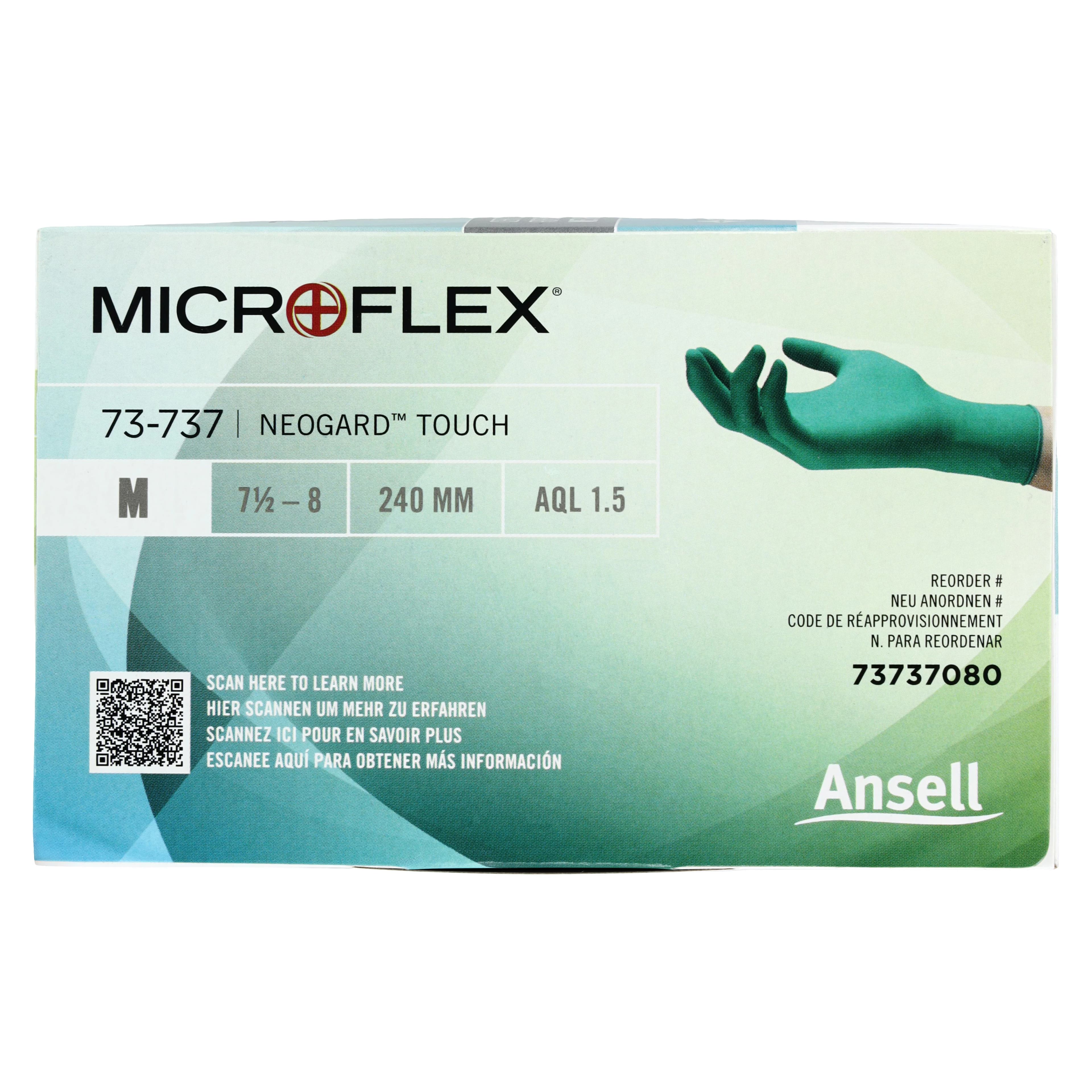 Microflex Neogard Touch 73-737 Neoprene Exam Gloves, Powder Free, Latex Free, Green, Medium, 200/Box, 73737080 thumbnail 5