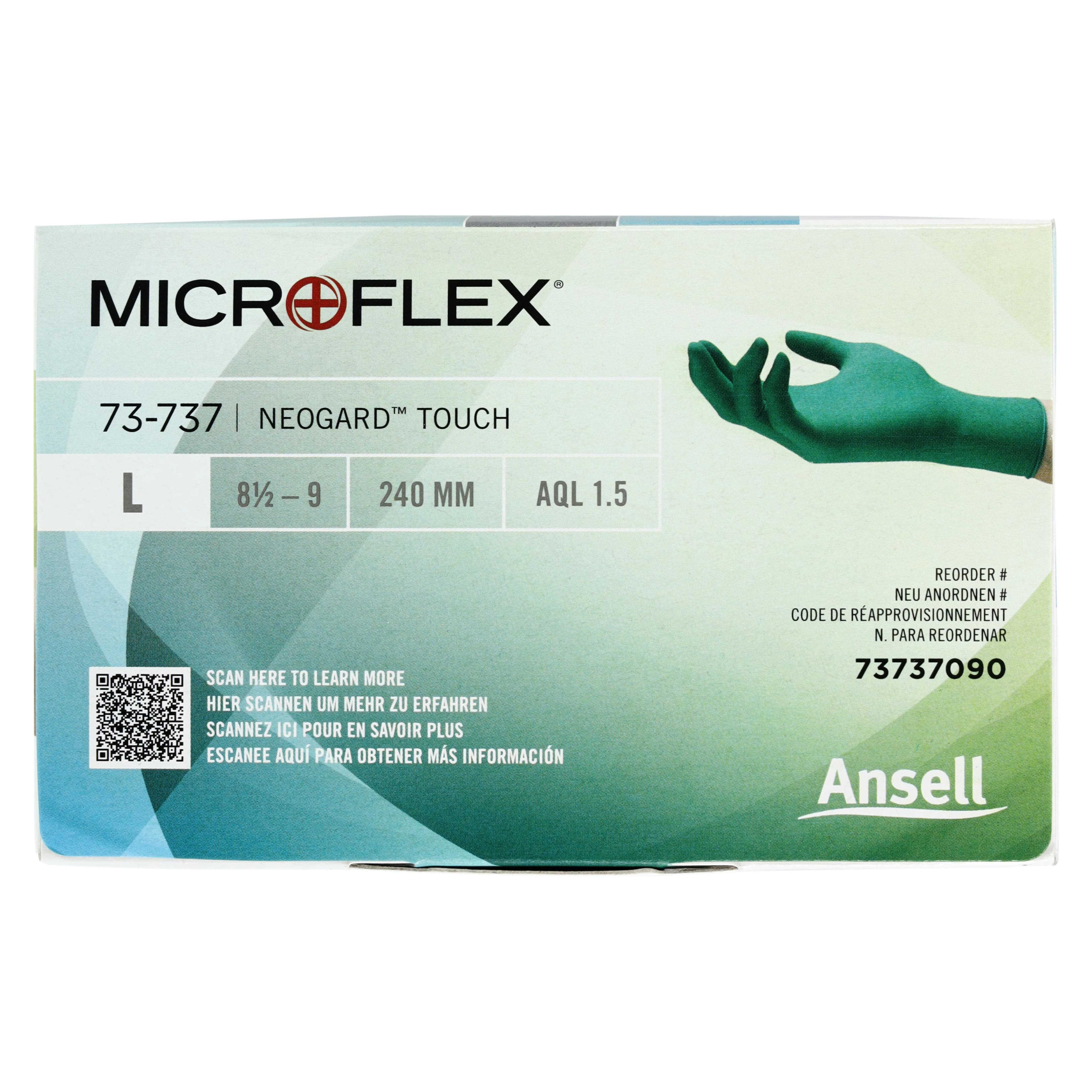 Microflex Neogard Touch 73-737 Neoprene Exam Gloves, Powder-Free, Latex-Free, Green, Large, 200/Box, 73737090 thumbnail 5