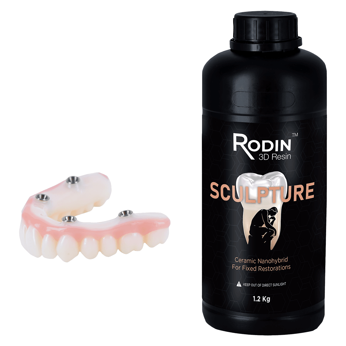 Rodin Sculpture Ceramic Nanohybrid 3D Resin, Shade OM3 (Bleach), 1.2 kg Bottle, 3DR-CNR-BL-1200 - Rodin Sculpture Bleach 1.2kg Bottle of 1 - Image 1