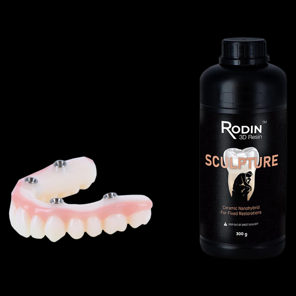 Rodin Sculpture Ceramic Nanohybrid 3D Resin, Shade 0M3 (Bleach), 300g Bottle, 3DR-CNR-BL-300 - Rodin Sculpture Bleach 300g Bottle of 1 - Image 1