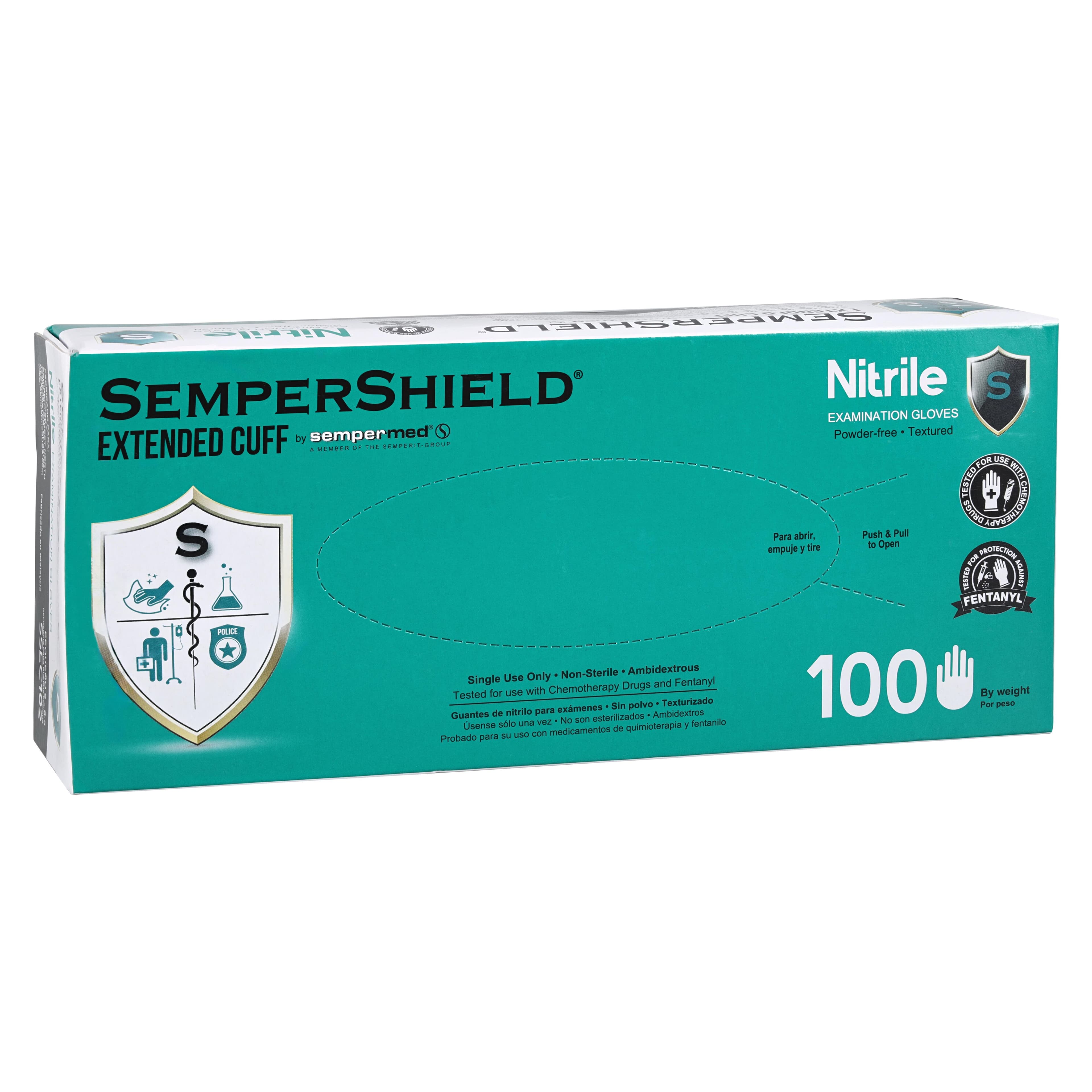 SemperShield EC Nitrile Exam Gloves, Powder Free, Textured, Small, Blue, 100/Box thumbnail 4