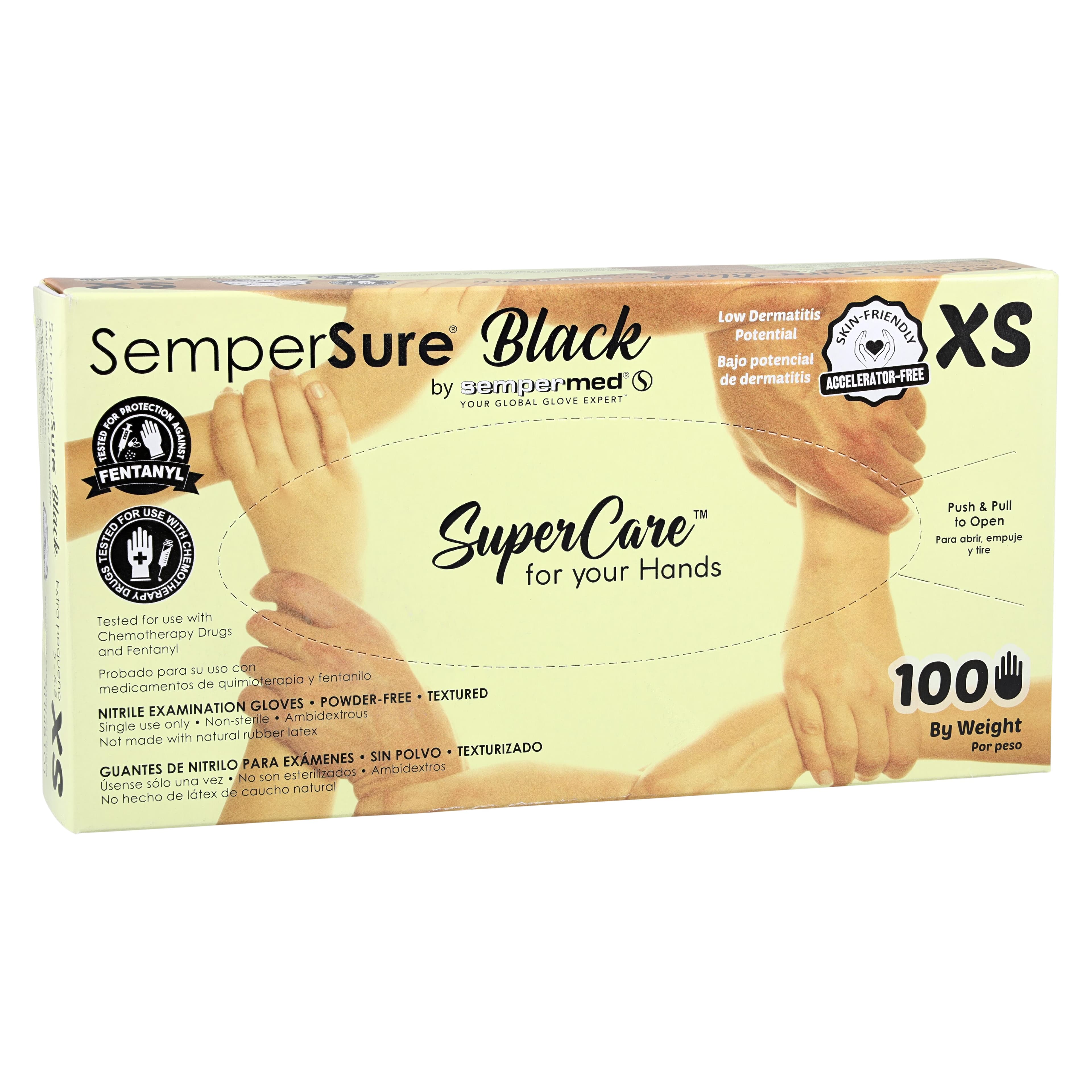 SemperSure® Nitrile Exam Gloves, Powder Free, Accelerator Free, Non-Sterile, Black, Extra Small, 100/Box thumbnail 4