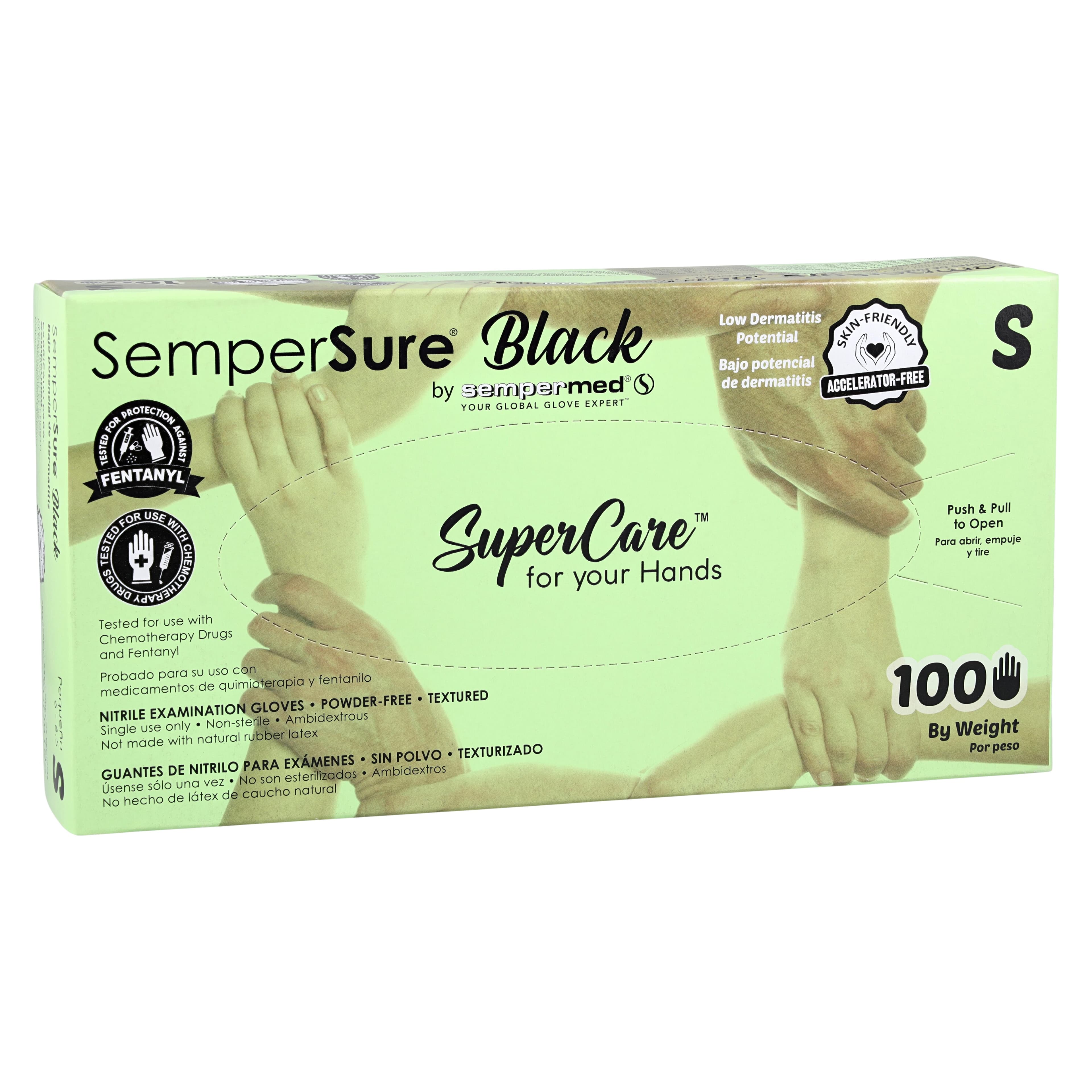 SemperSure Nitrile Exam Gloves, Powder Free, Textured, Non-Sterile, Small, Black, 100/Box thumbnail 4