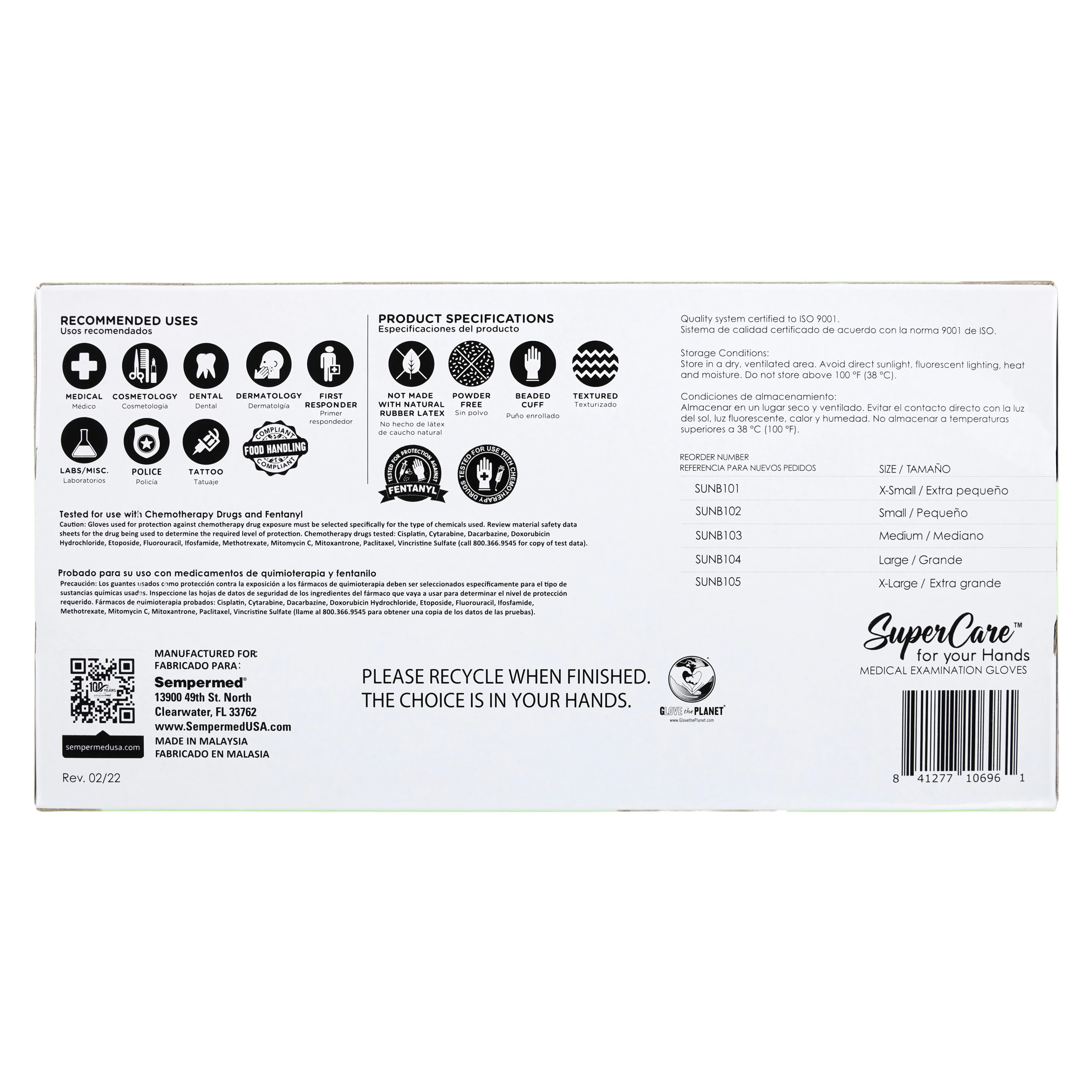 SemperSure Nitrile Exam Gloves, Powder Free, Textured, Non-Sterile, Small, Black, 100/Box thumbnail 5
