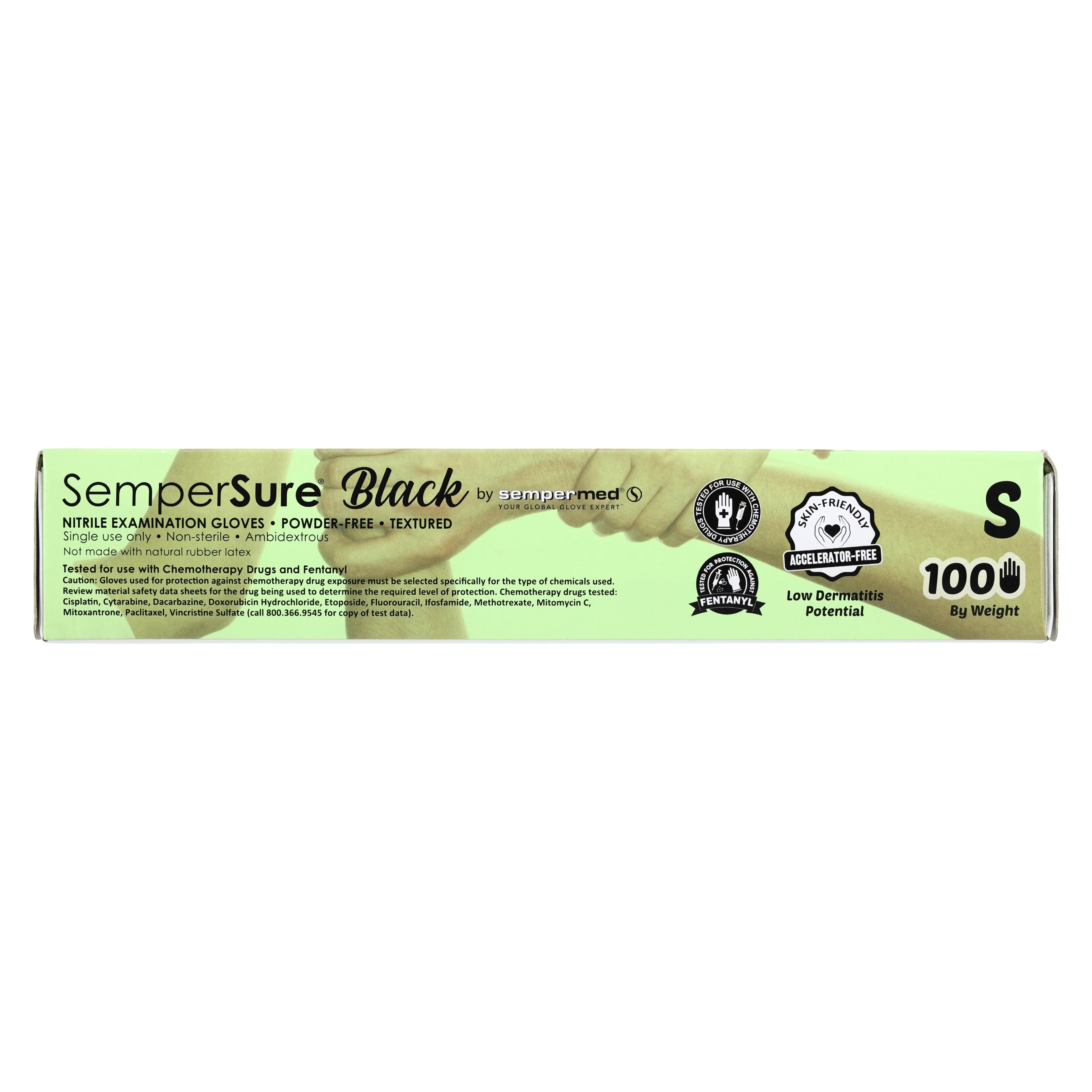 SemperSure Nitrile Exam Gloves, Powder Free, Textured, Non-Sterile, Small, Black, 100/Box thumbnail 6