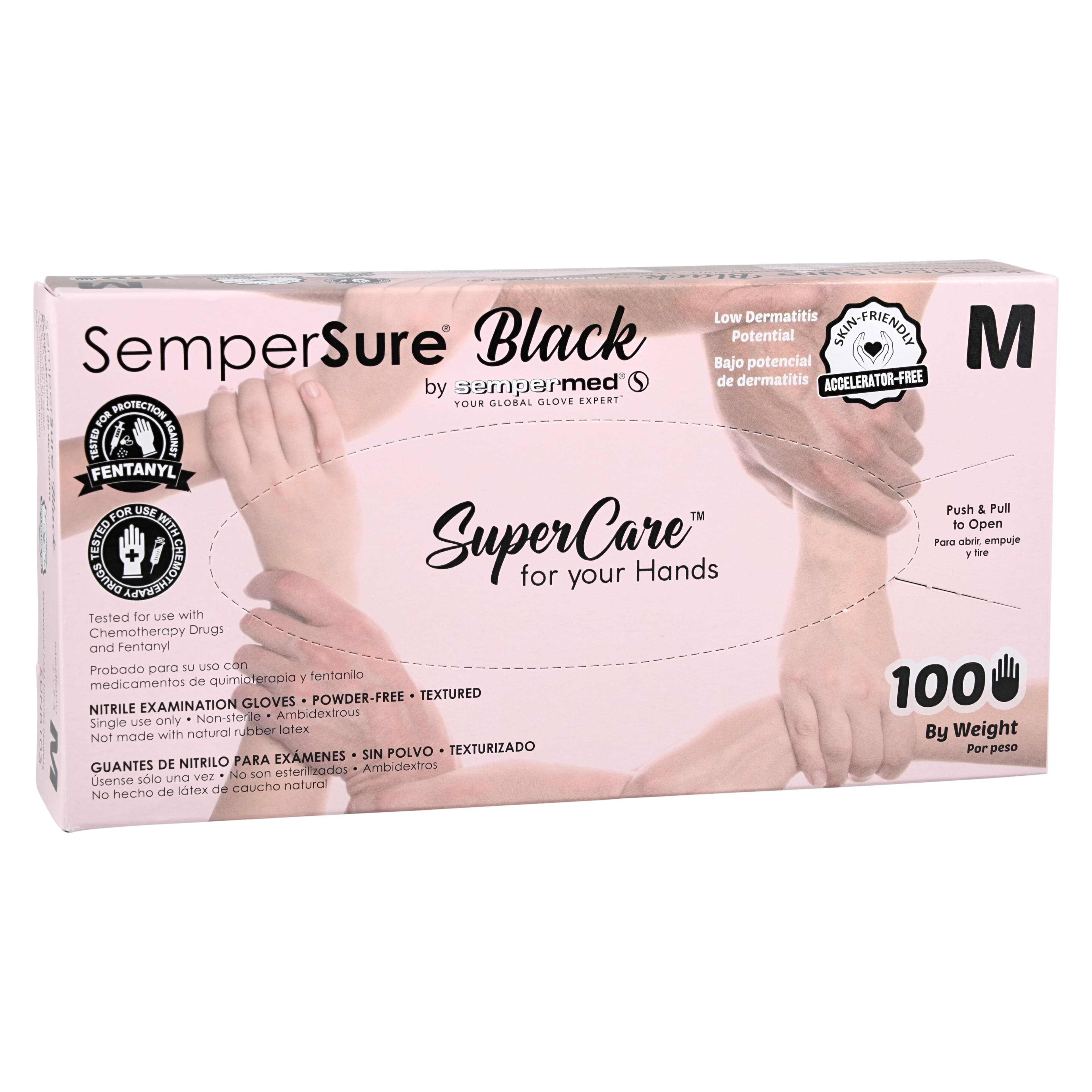 SemperSure Nitrile Exam Gloves, Powder Free, Textured, Non-Sterile, Medium, Black, 100/Box thumbnail 4