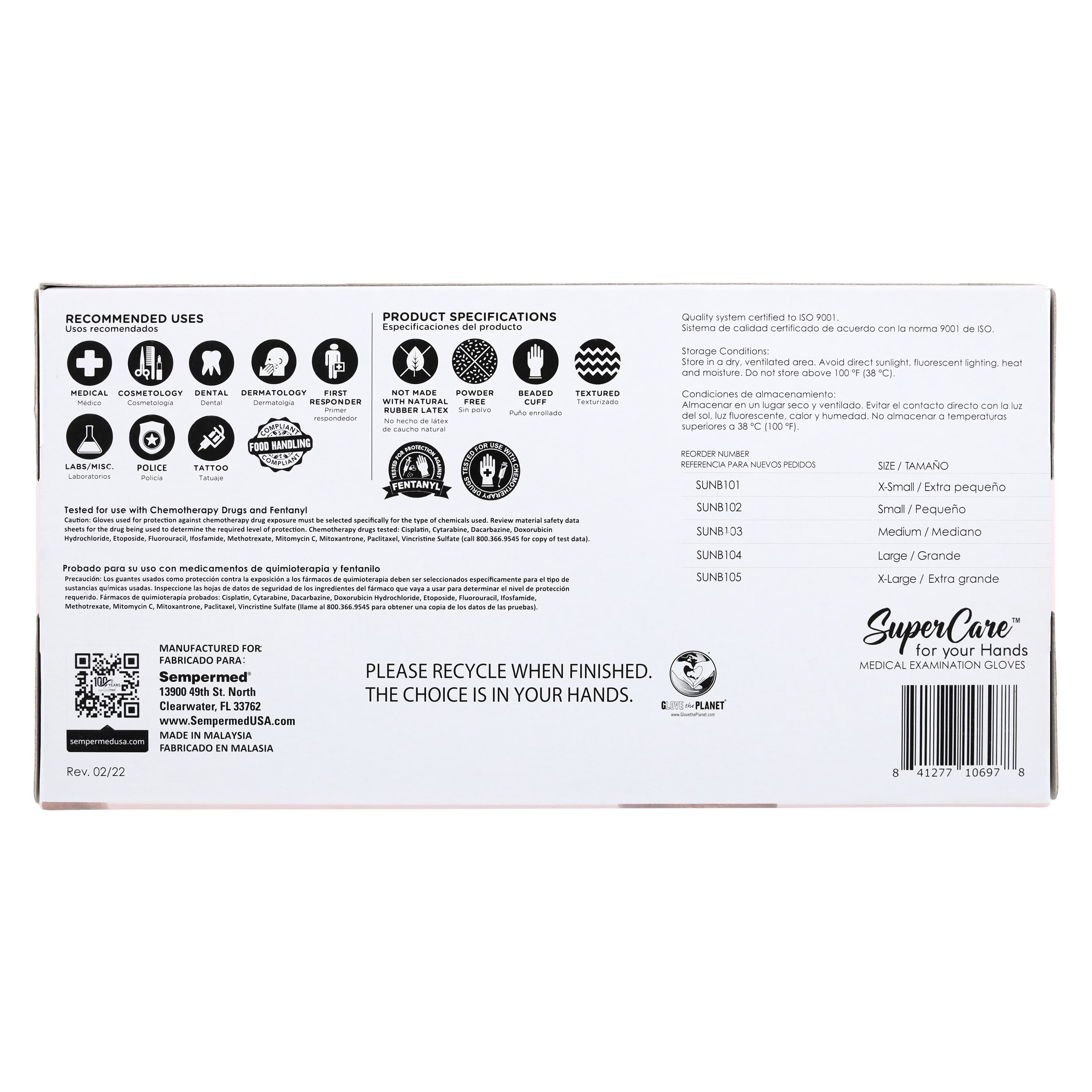 SemperSure Nitrile Exam Gloves, Powder Free, Textured, Non-Sterile, Medium, Black, 100/Box thumbnail 5