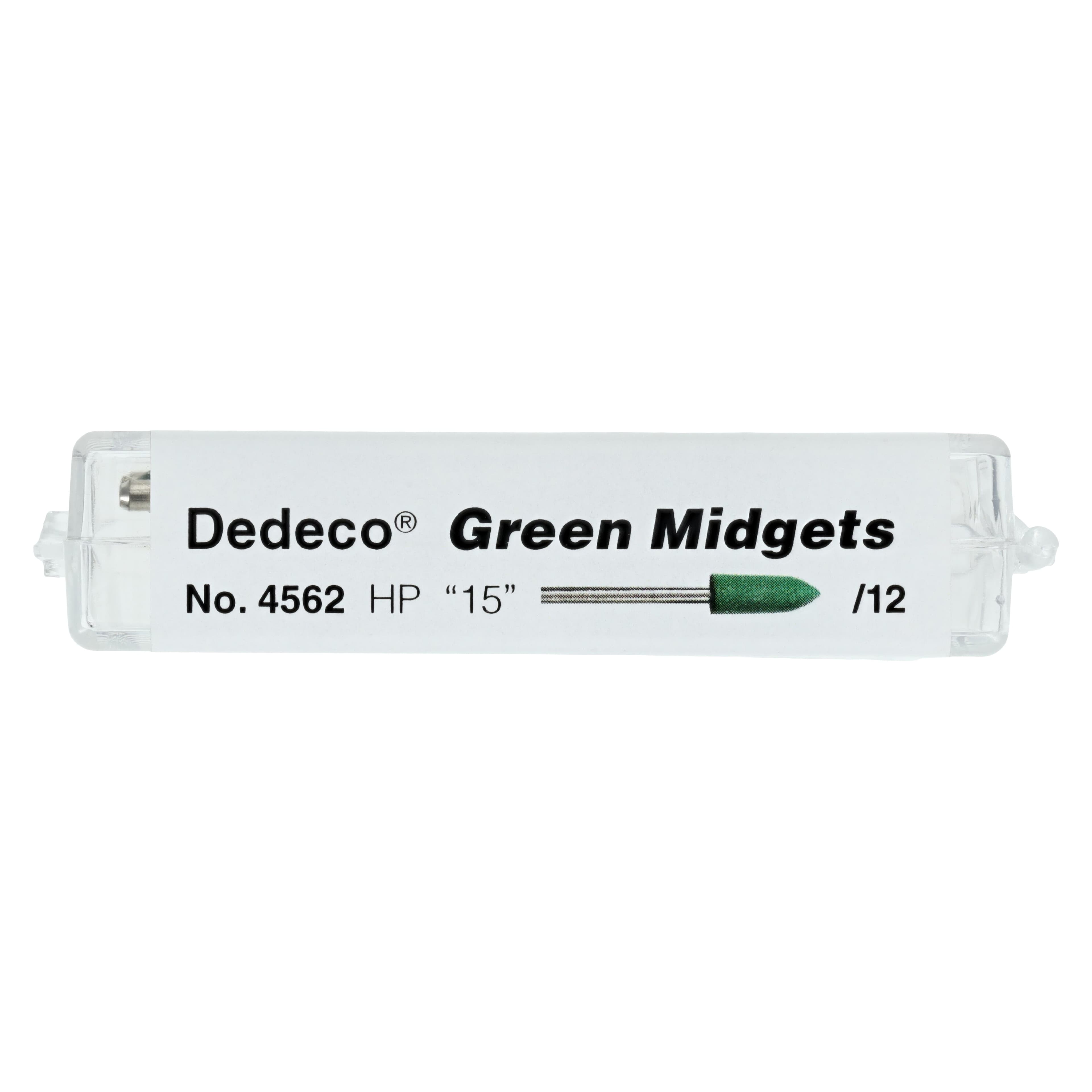 Dedeco Classic Midget Polishers, Rubber, HP, Flame, #15, Coarse, Green, 12/Pk, 4562 thumbnail 3