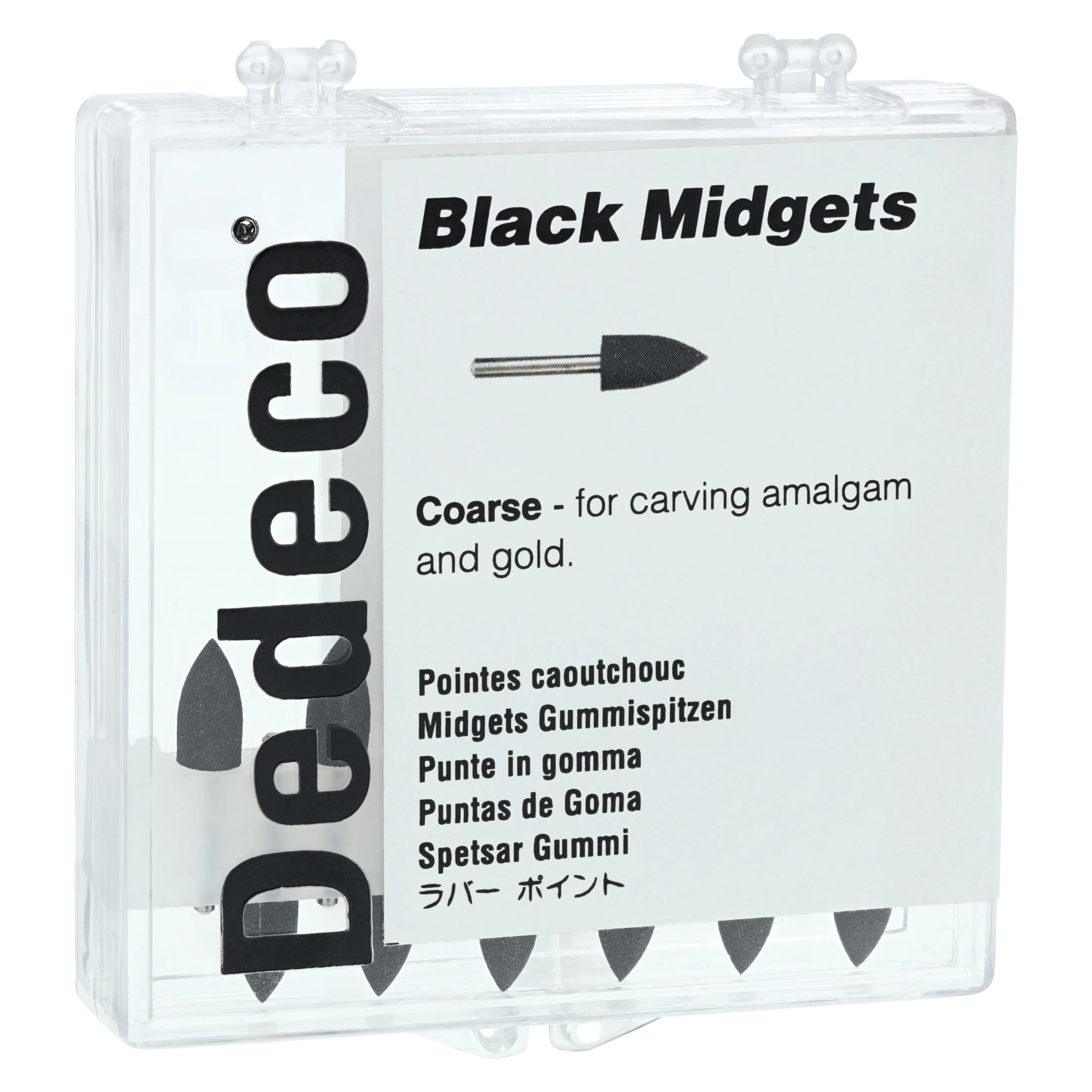 Dedeco Classic Midgets Rubber Polisher, FG, Shape 15, Hard, Black, 12/Box, 4382 - Black Midgets FG 15 12/Bx - Image 1