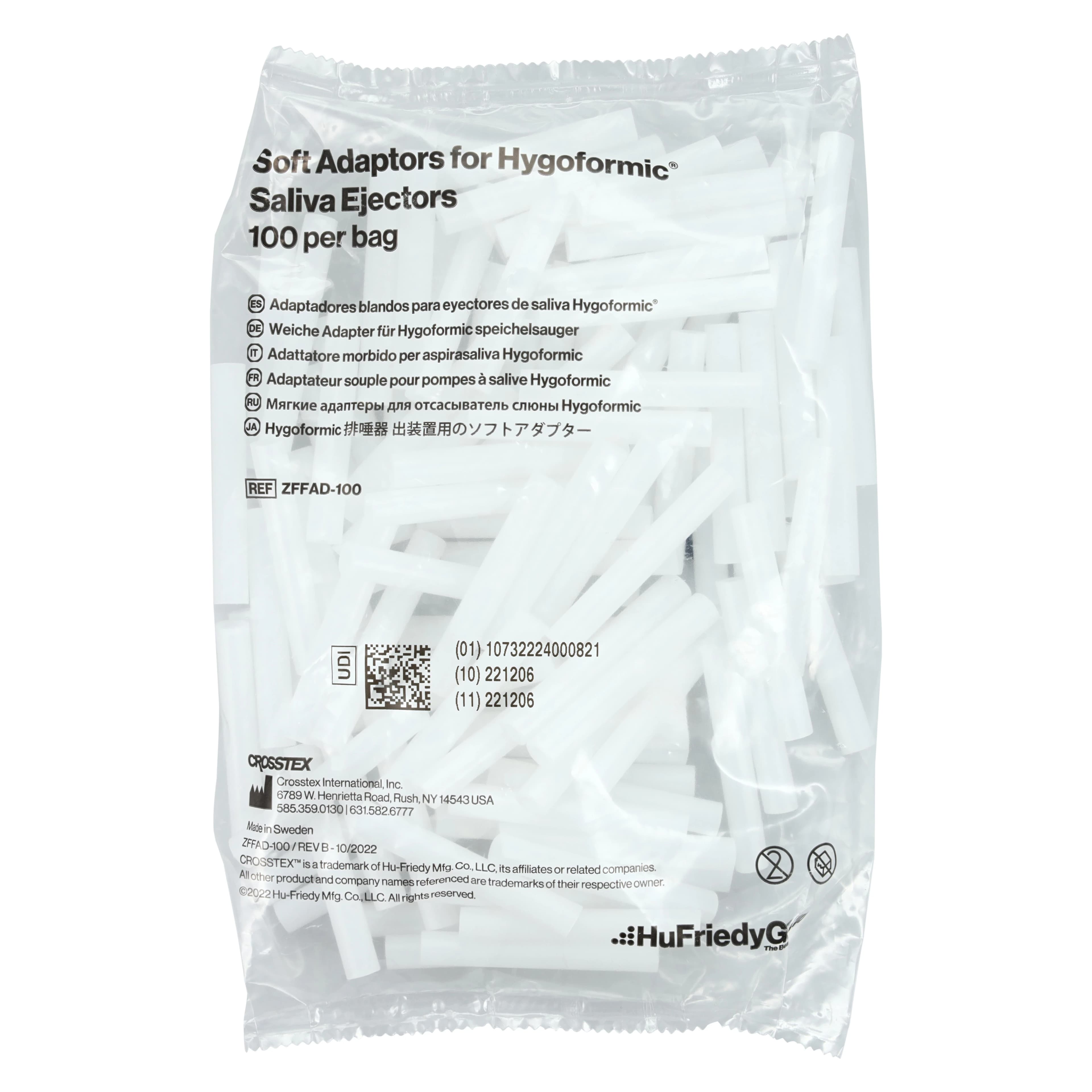 Crosstex Hygoformic Free Form Saliva Ejector Adapter, Revision 3, White/Clear, Disposable, 100/Bag, ZFFAD-100 thumbnail 4