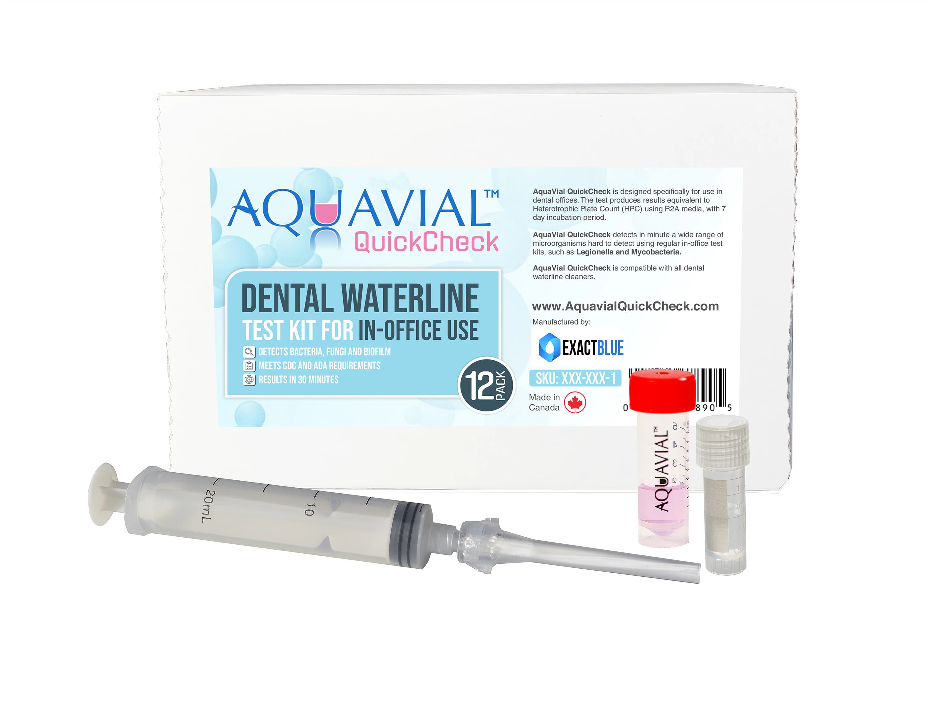 AquaVial QuickCheck 30 Minute Results Dental Waterline Test Kit, In-Office Use, Box of 3 - AquaVial QuickCheck 30 Minute Results Dental Waterline Test Kit for In-Office Use Box of 3 - Image 1