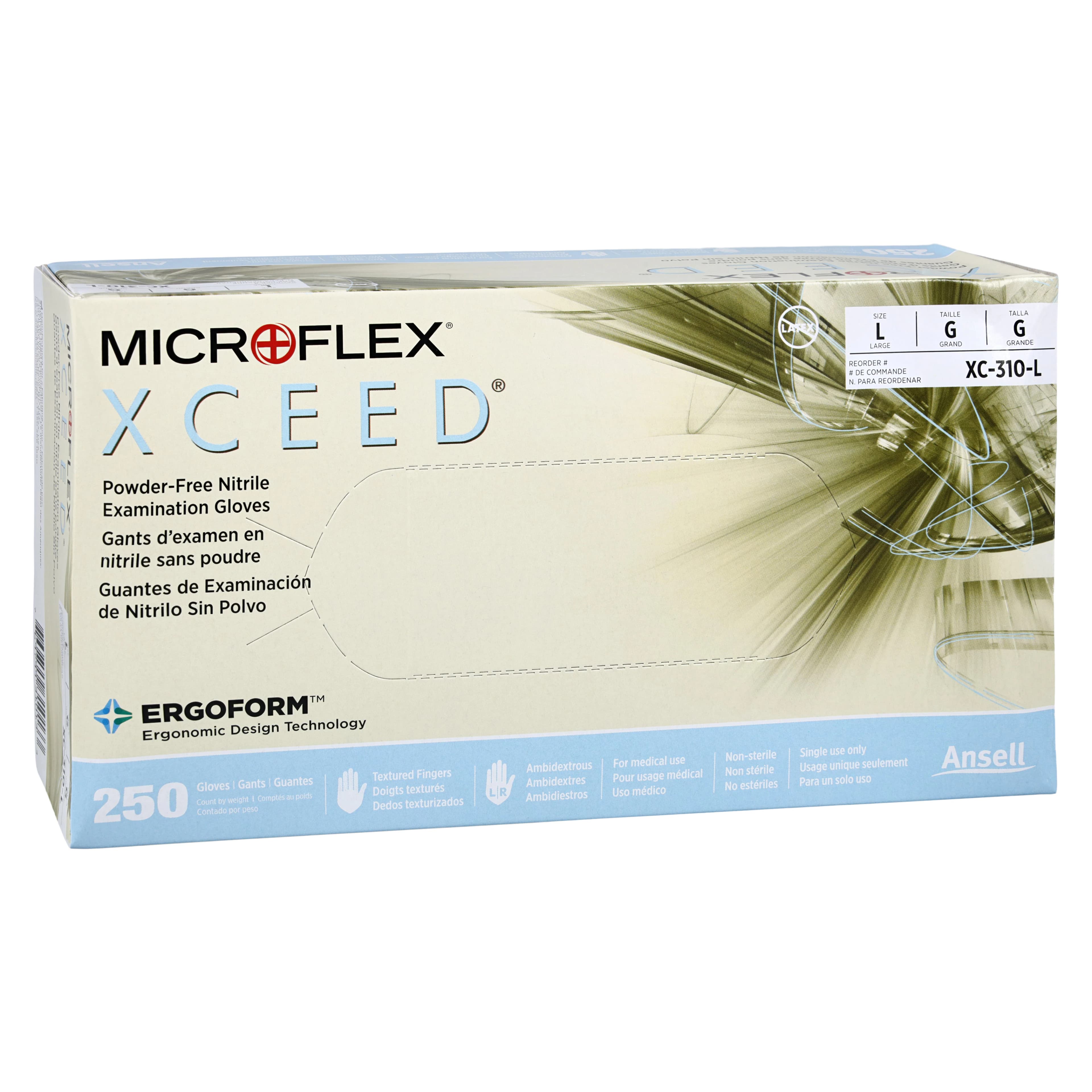 XCEED Nitrile Examination Gloves, Powder-Free, Latex-Free, Blue, Large, 250/Box, XC-310-L thumbnail 3