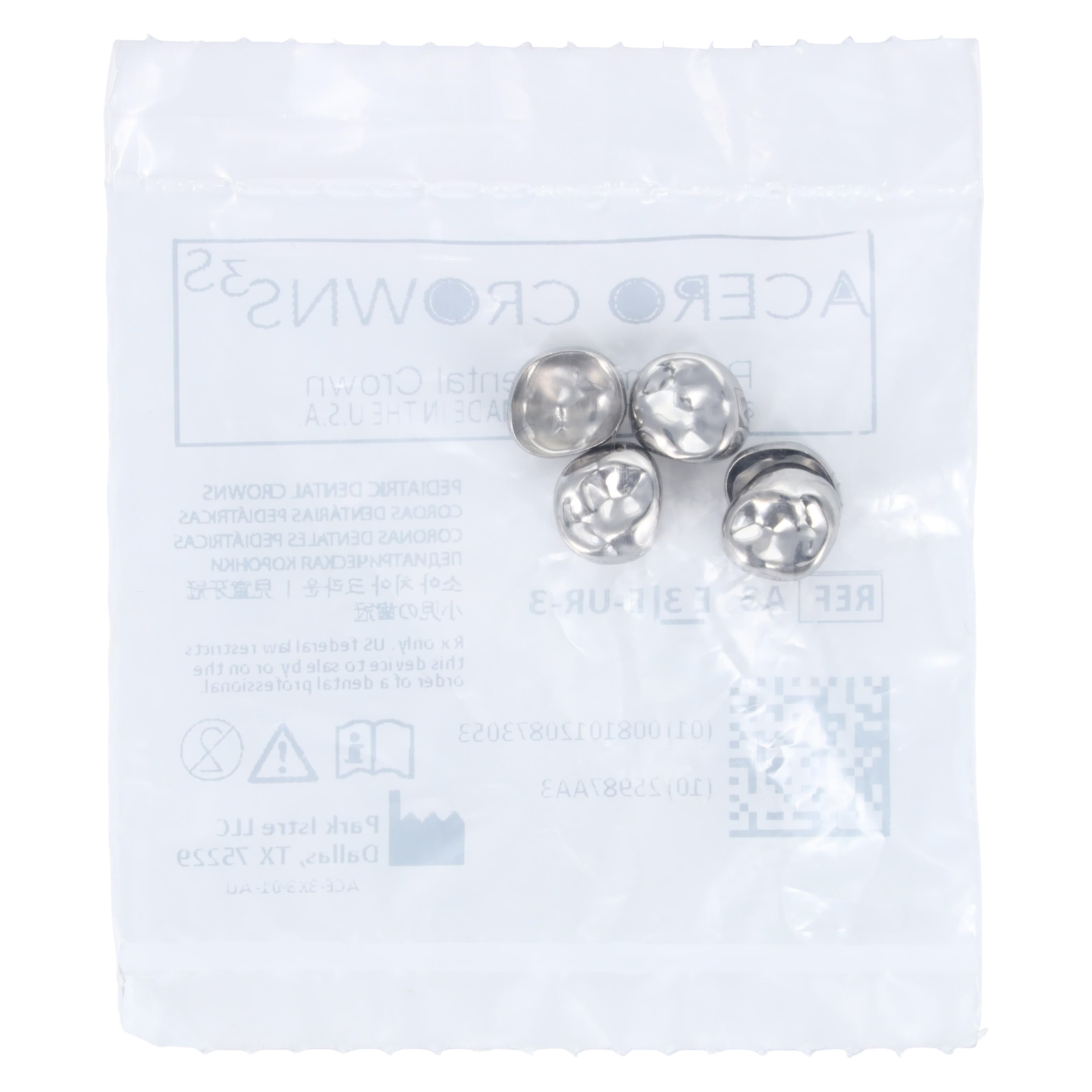 Acero 3S Stainless Steel Primary Second Molar Crown, Upper Right, Size 3, 5/Pack (3S A3) thumbnail 3