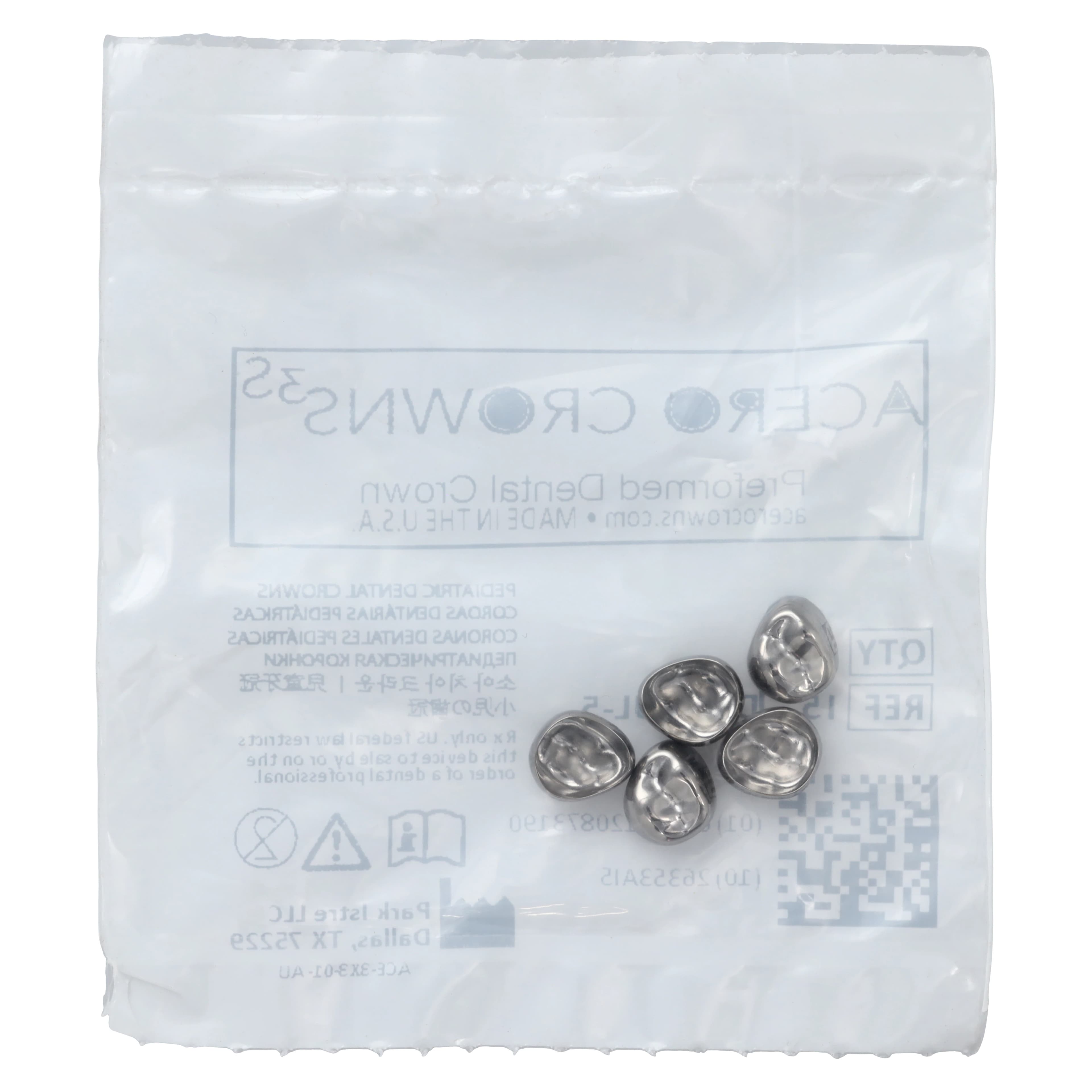 Acero 3S Primary Molar Stainless Steel Crown, Upper Left First Molar "I", Size 5, 5/Pack, 3S I5 thumbnail 3