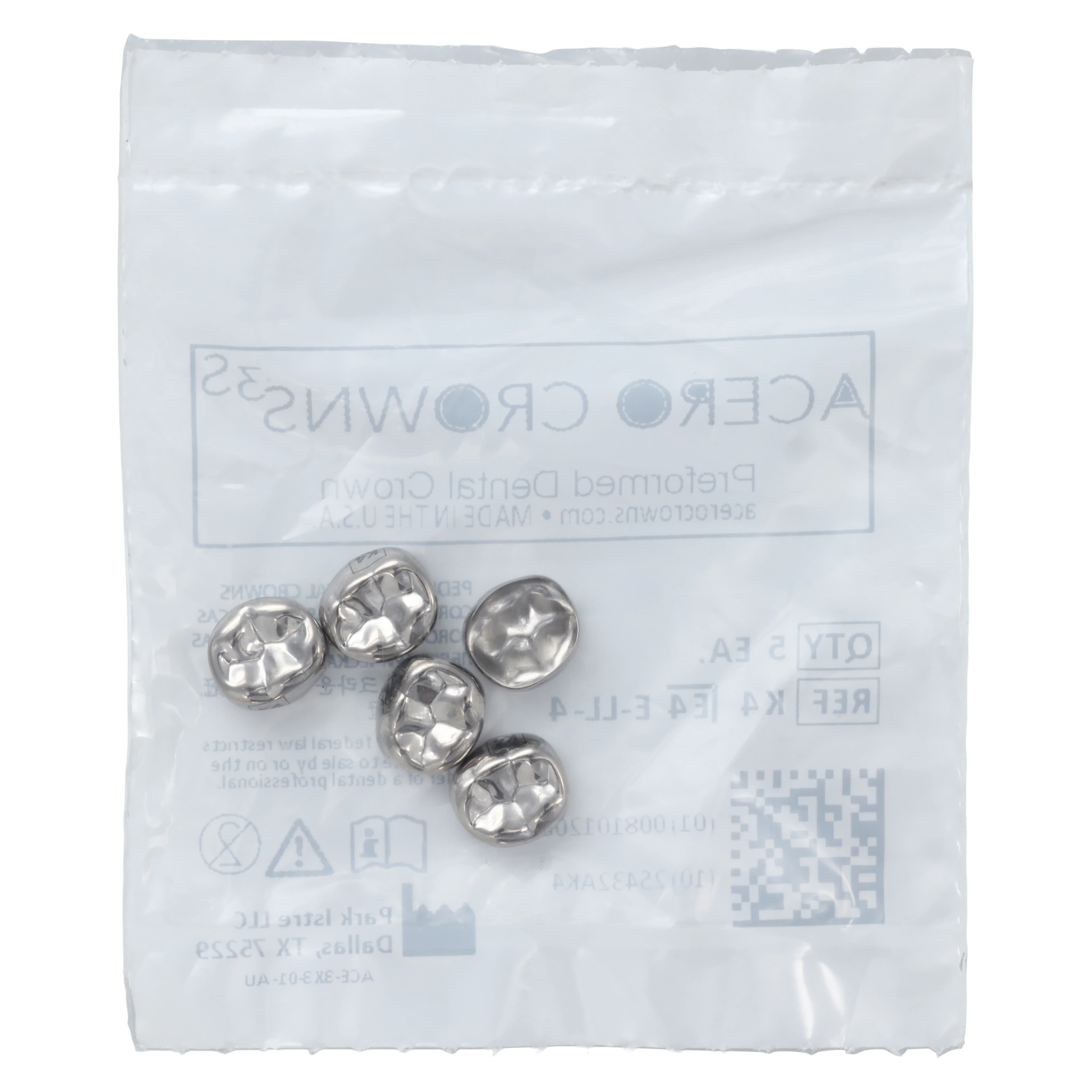 Acero 3S Stainless Steel Primary Molar Crown, Lower Left Second Molar (K), Size 4, 5/Pack thumbnail 3