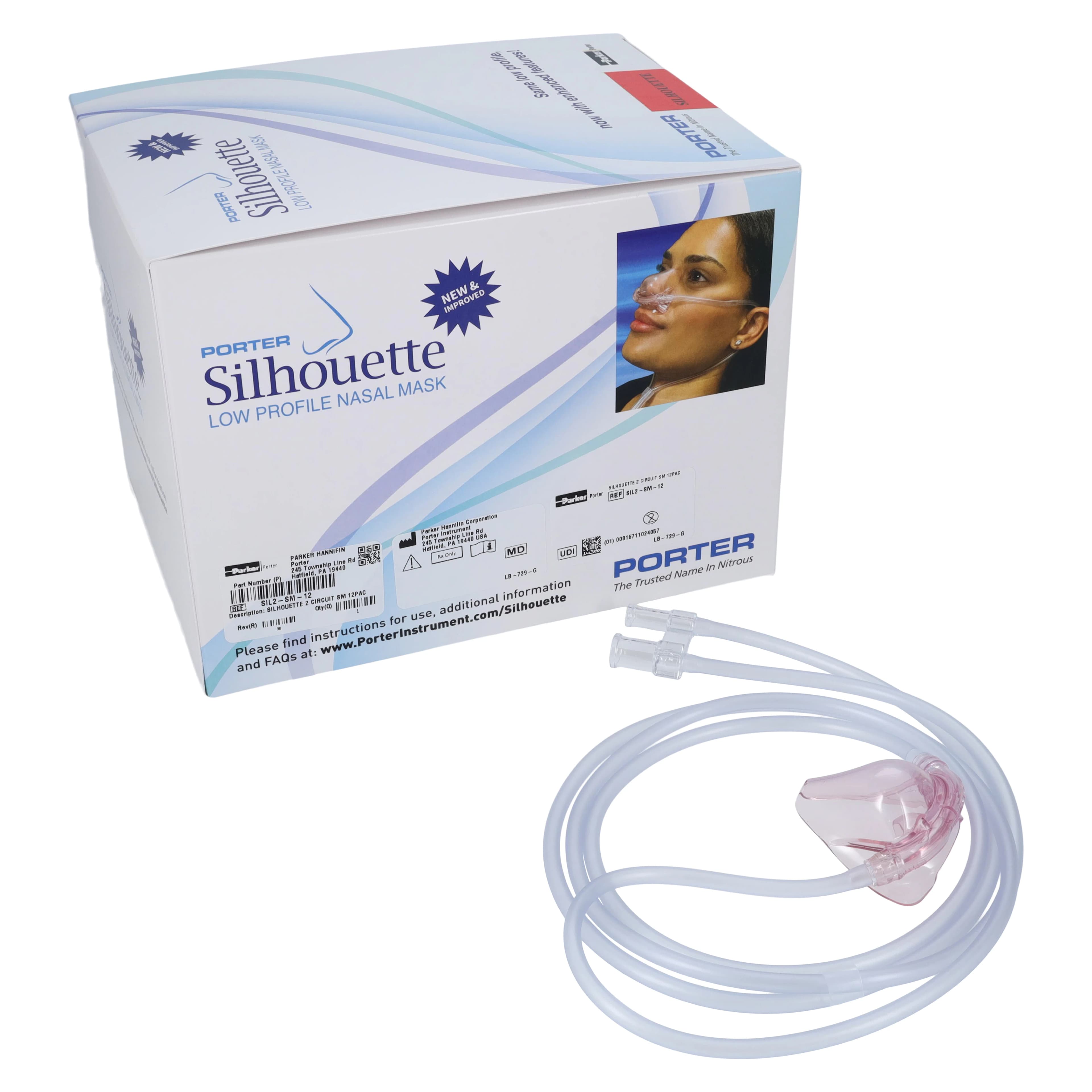 Silhouette II Low Profile Nitrous Oxide Nasal Mask & Breathing Circuit, Small, 12/Pkg, SIL2-SM-12 thumbnail 2