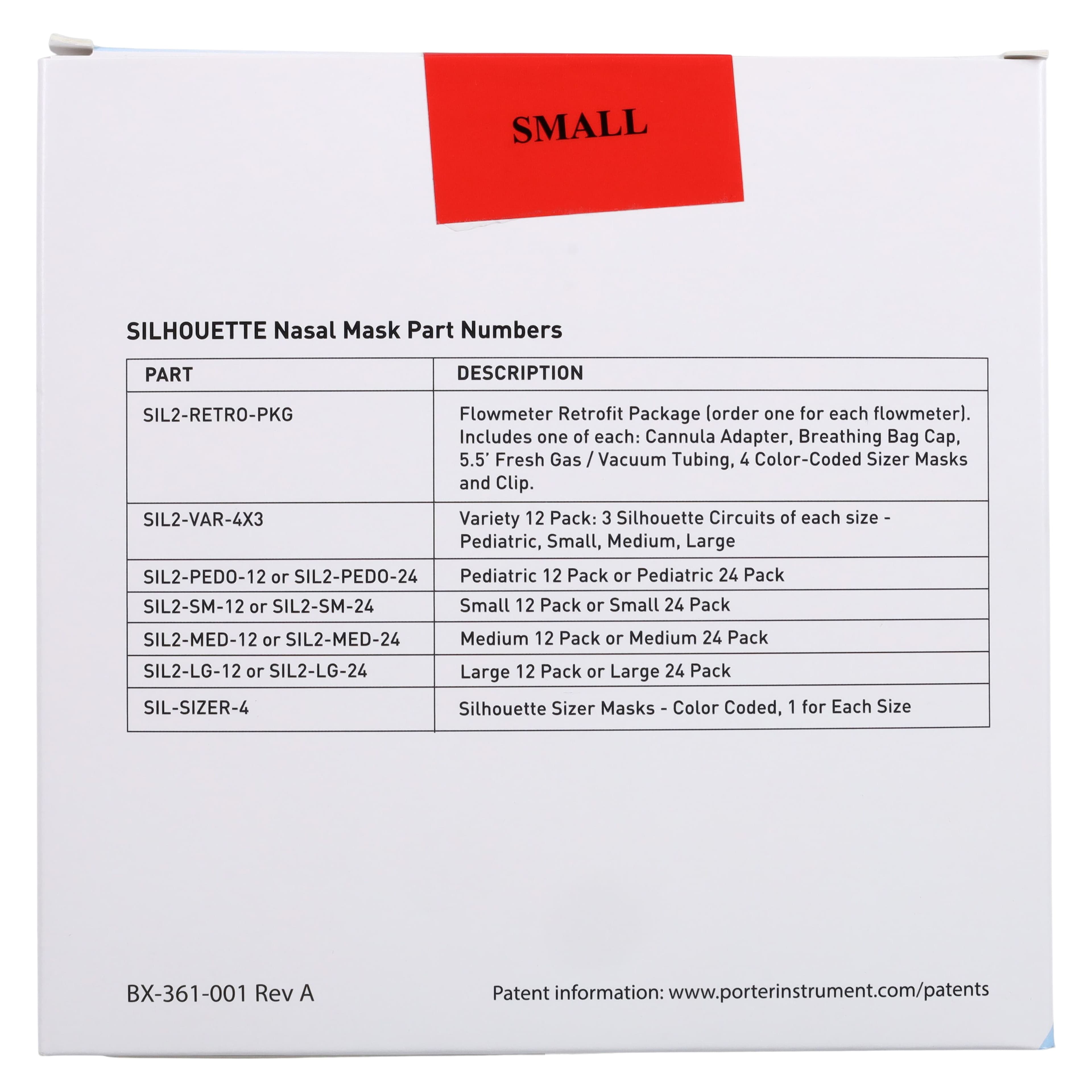 Porter Silhouette II Low Profile Nitrous Oxide Nasal Hood and Breathing Circuit, Small, 24/Pkg, SIL2-SM-24 thumbnail 4