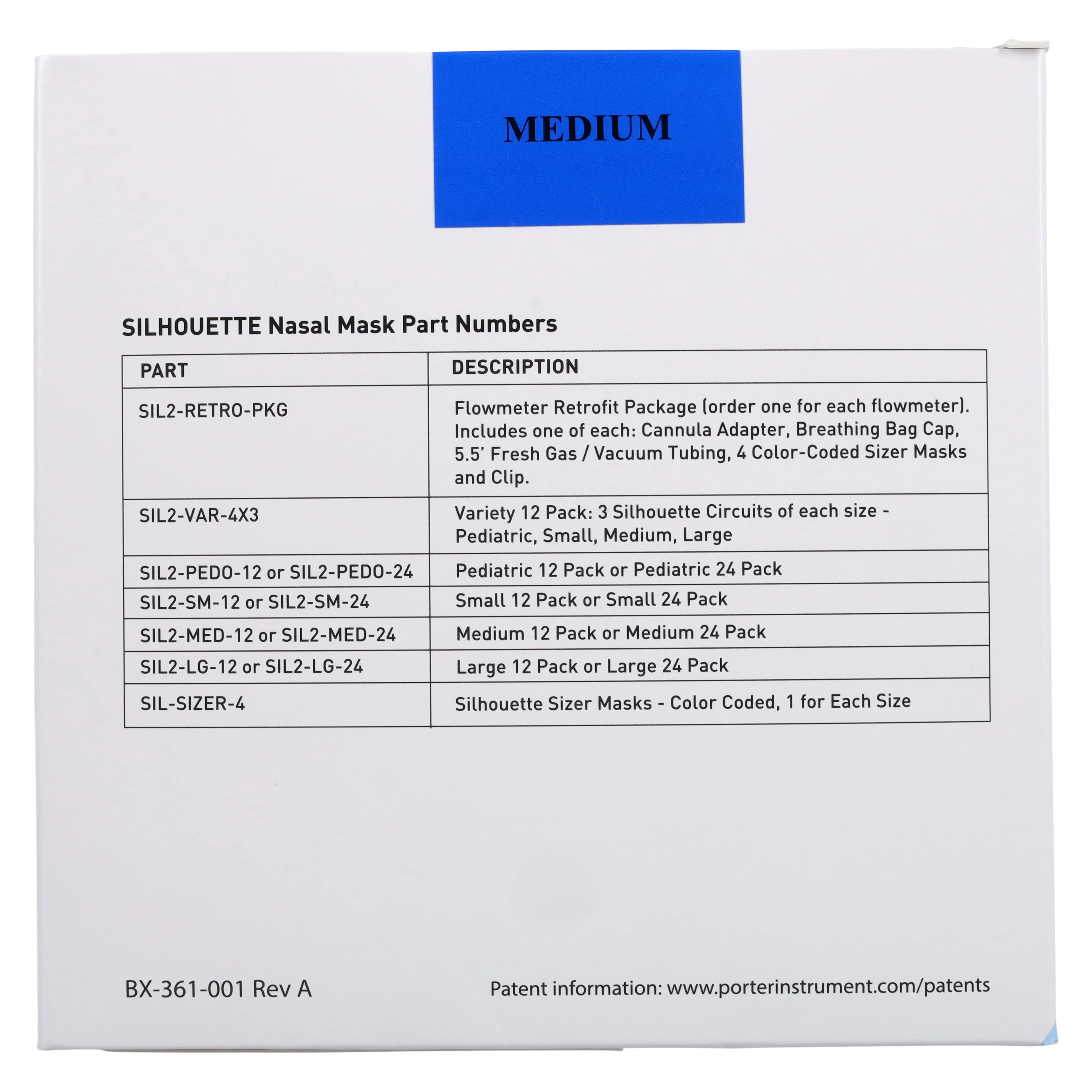 Porter Silhouette-2 Low Profile Nasal Mask and Breathing Circuit, Medium, 24/Pk, SIL2-MED-24 thumbnail 5