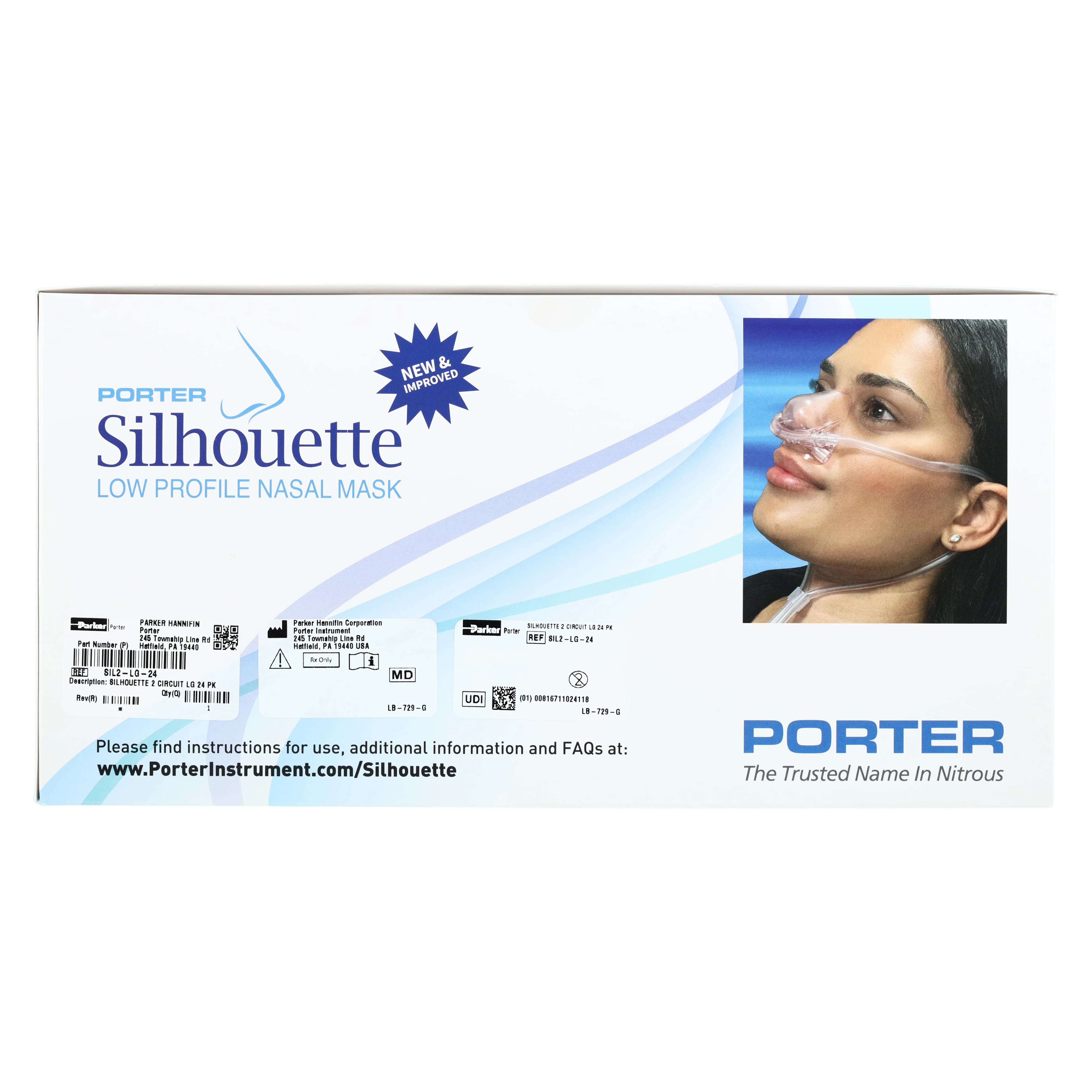 Silhouette II Low Profile Nitrous Oxide Nasal Mask & Breathing Circuit, Large, 24/Pkg, SIL2-LG-24 thumbnail 2