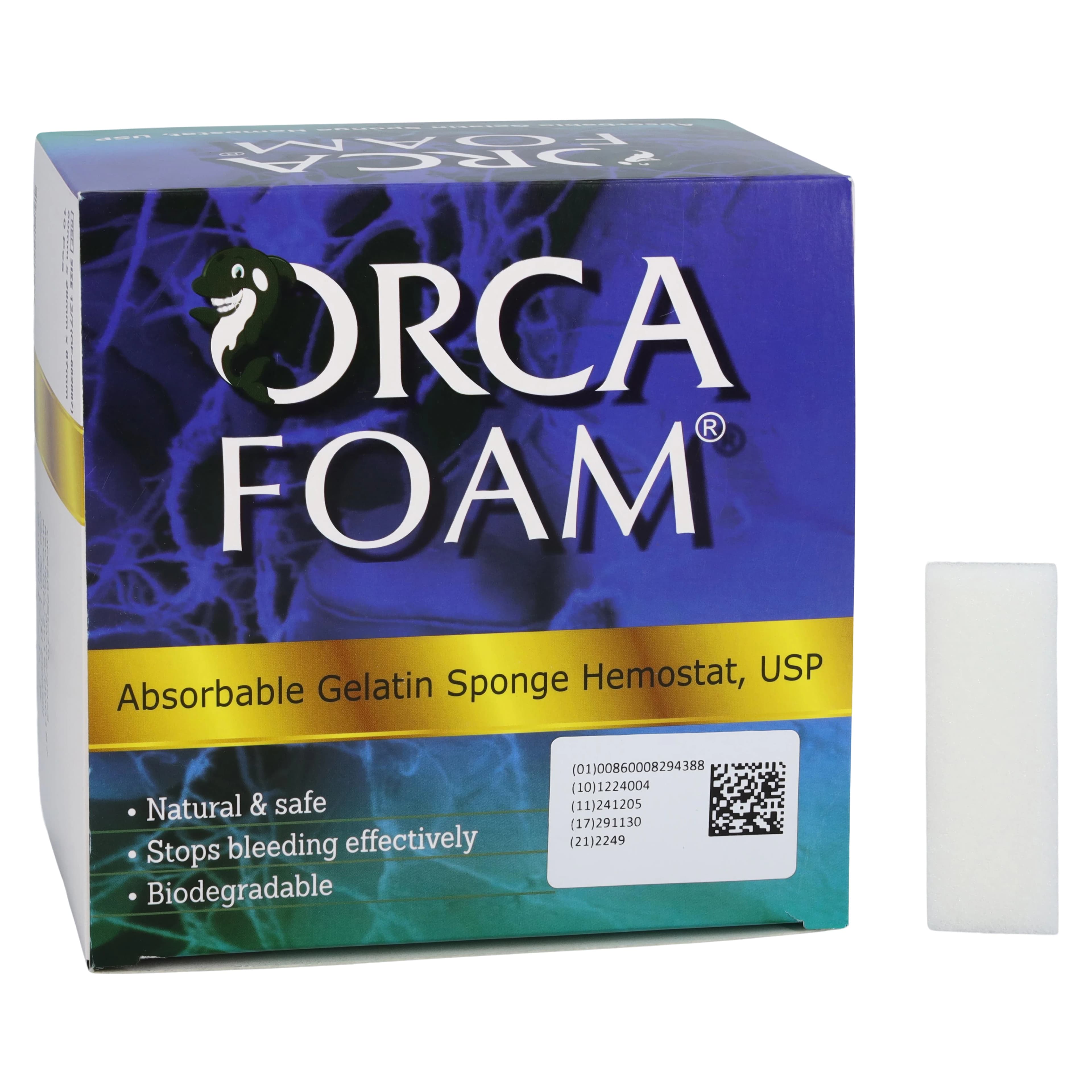 ORCA Foam Absorbable Hemostatic Gelatin Sponge, Size 12/7, 60 x 20 x 7 mm, 10/Box, OF-602007 - Foam 12/7, OF-602007 - Image 1