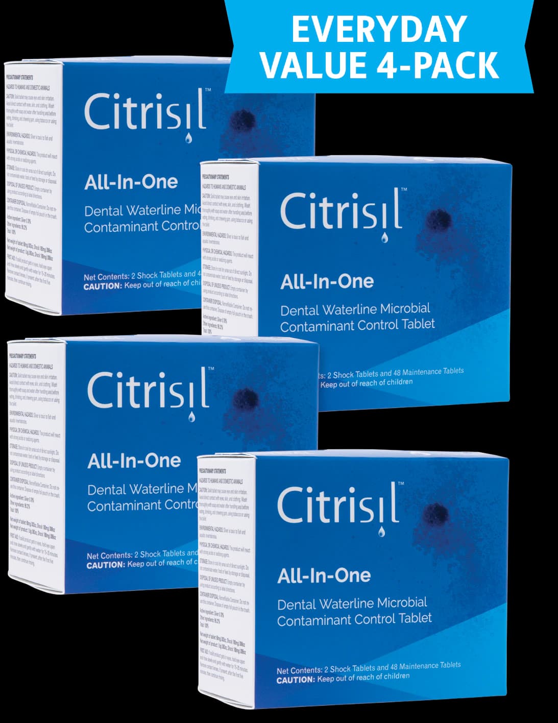 Citrisil White All-In-One Waterline Maintenance Tablets, Everyday Value 4-Pack, 0.7-1 L Bottles, C50-W-VAL4 - Citrisil® White All-In-One (1 Liter) Waterline Maintenance Tablets Value Pack/4 - Image 1