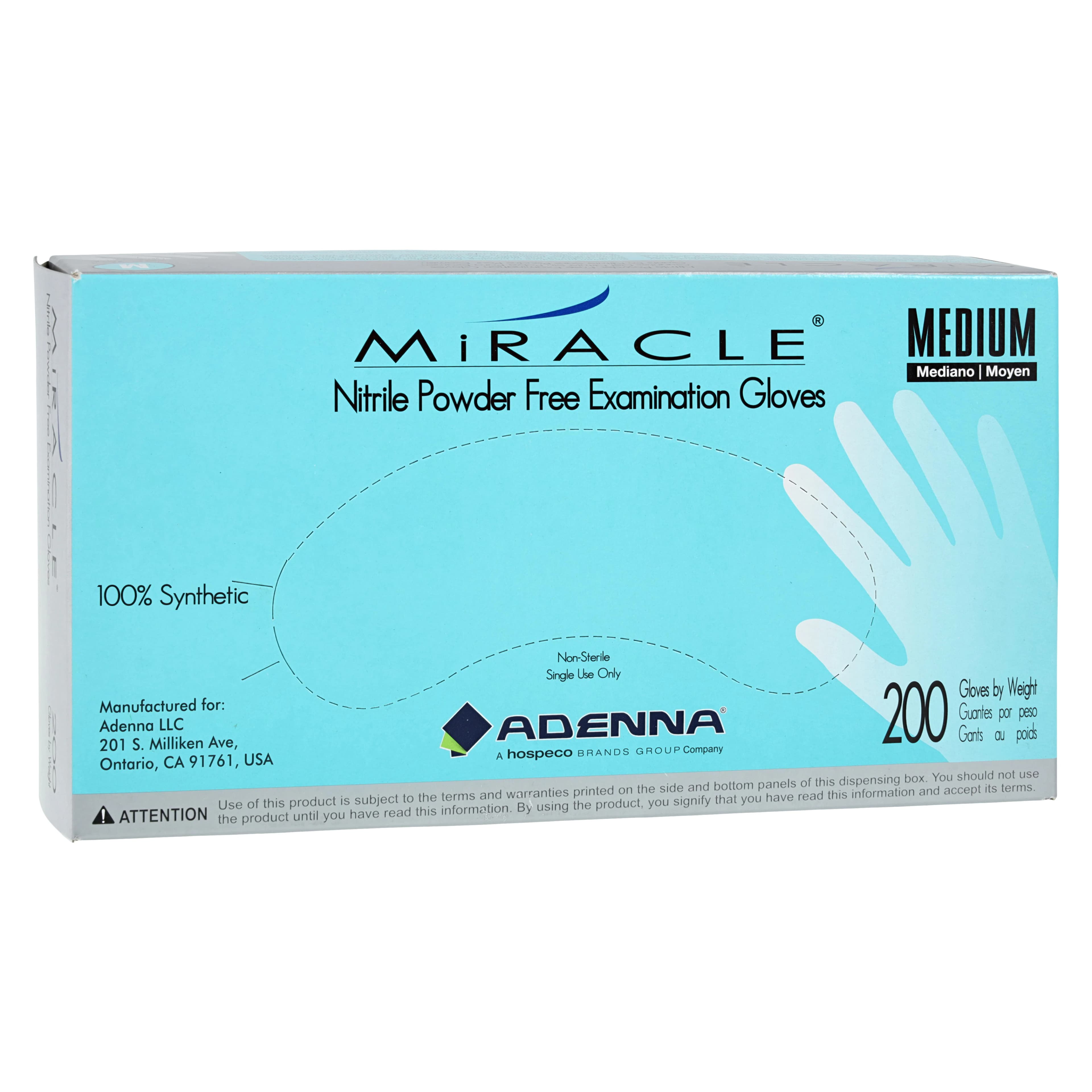 Adenna Miracle Nitrile Exam Gloves, Powder-Free, Non-Sterile, Medium, Blue, 200/Box, MIR165 thumbnail 3