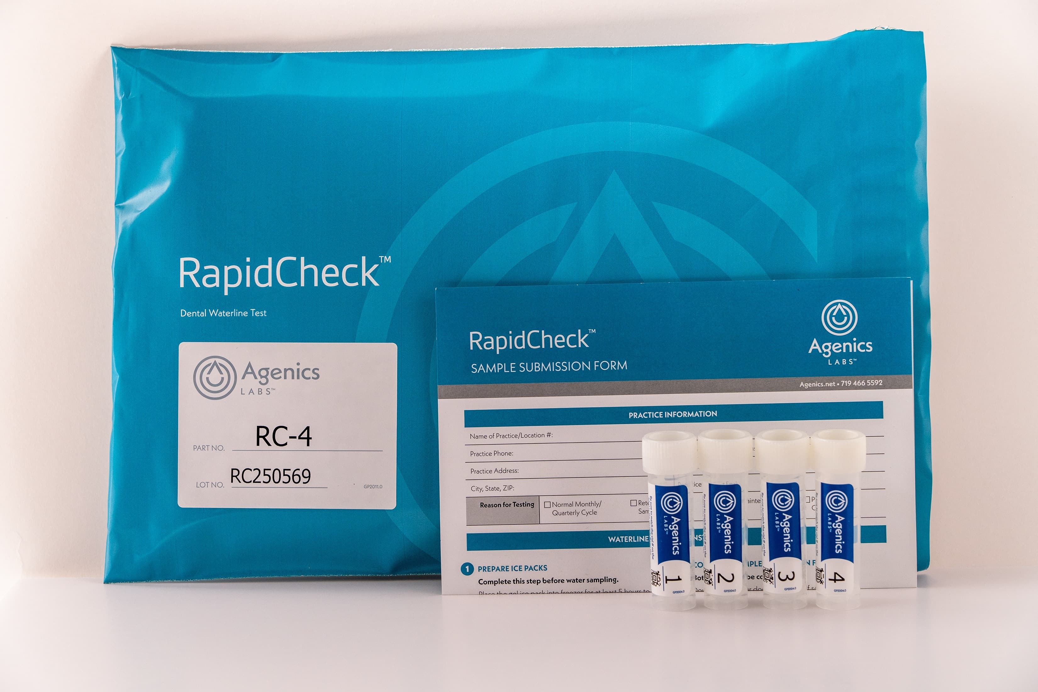 RapidCheck Flow Cytometry Dental Unit Waterline Test Kit, 4 Vial Kit, RC-4 - RapidCheck Flow Cytometry Dental Unit Waterline Test Kit 4 Vial Kits - Image 1