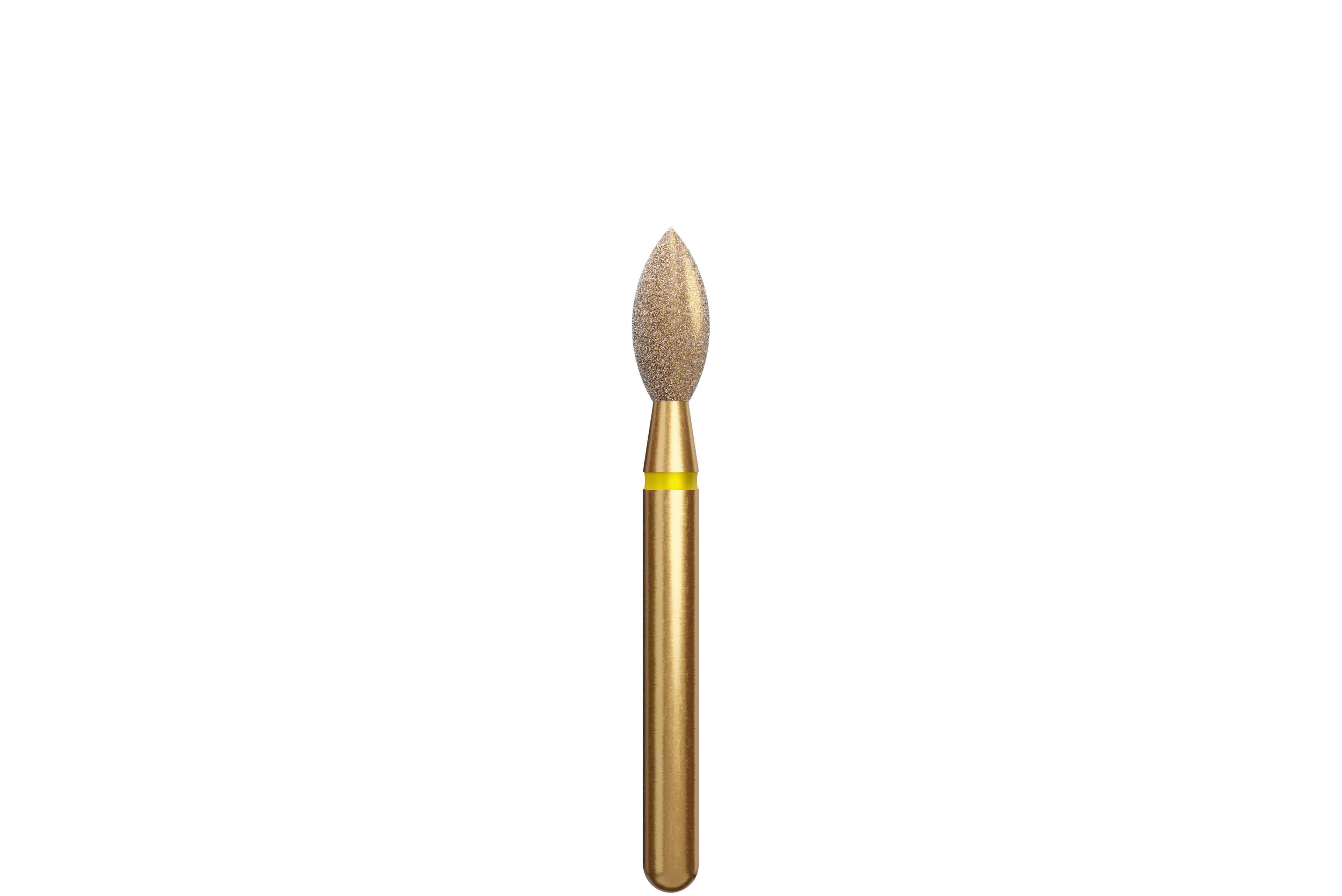 Alpen Multi-Use Multilayer Diamond Bur, FG, Extra Fine, Yellow, Pointed Football #368, 2.3 mm Head Diameter, 5 mm Head Length, 5/Pkg, G368-314-023-05.0 thumbnail 2