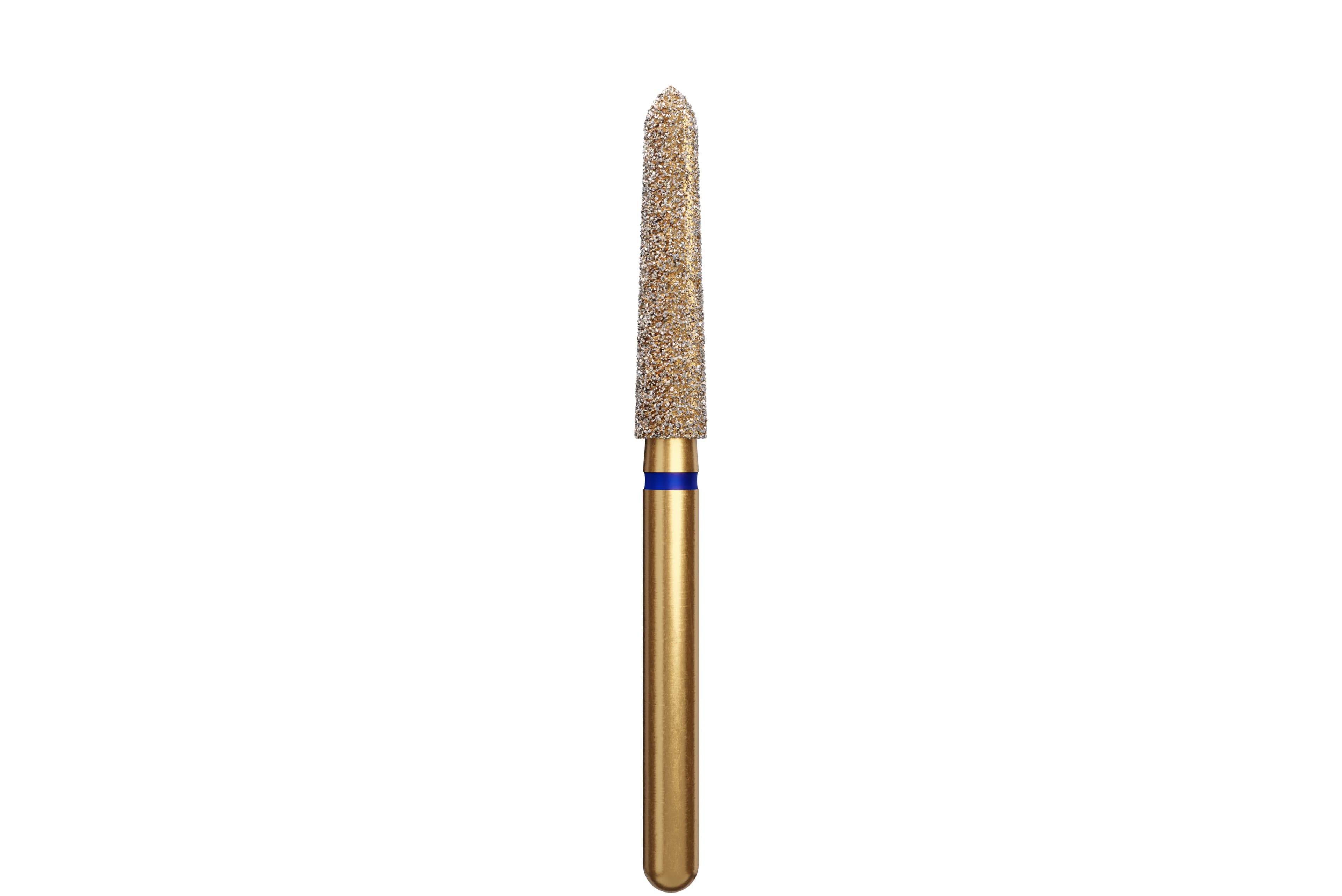 Coltene Alpen Multi-Use Multilayer Diamond Bur, FG, Medium Grit, Tapered Torpedo/Curettage, #879K-023, 2.3 mm Head Diameter, 10 mm Head Length, 5/Pkg - Alpen&reg; Diamonds - Medium - #879K-023 (10.0) - Image 1