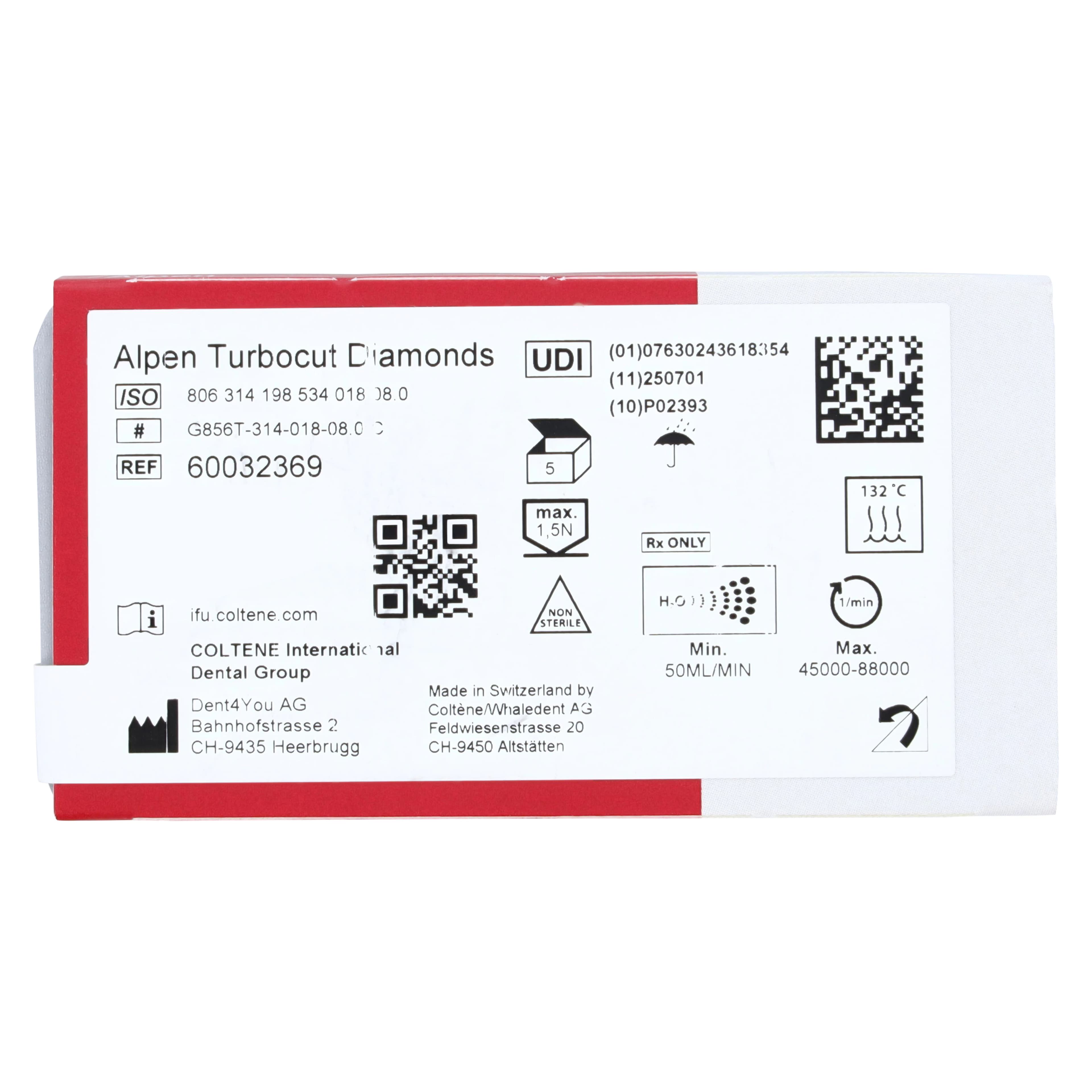 Coltene Alpen TurboCut Diamond Bur, Round End Taper, Coarse, FG, 856T-018, 5/Pkg thumbnail 6