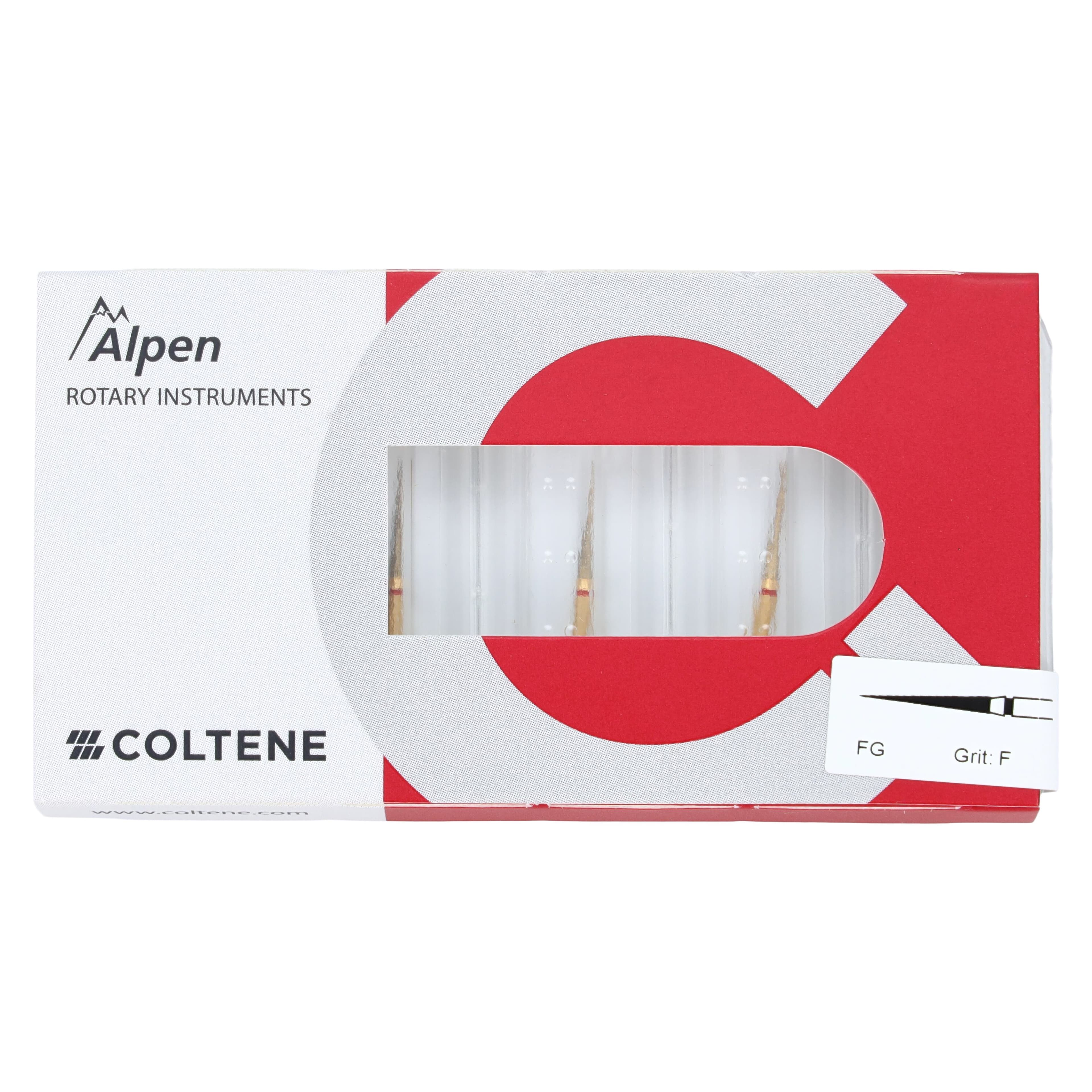 Alpen Diamond Bur, FG, Fine, Red, Needle/Flame #859-014F, 1.4 mm Head, 10 mm Head Length, 5/Pk, 60032411 thumbnail 5