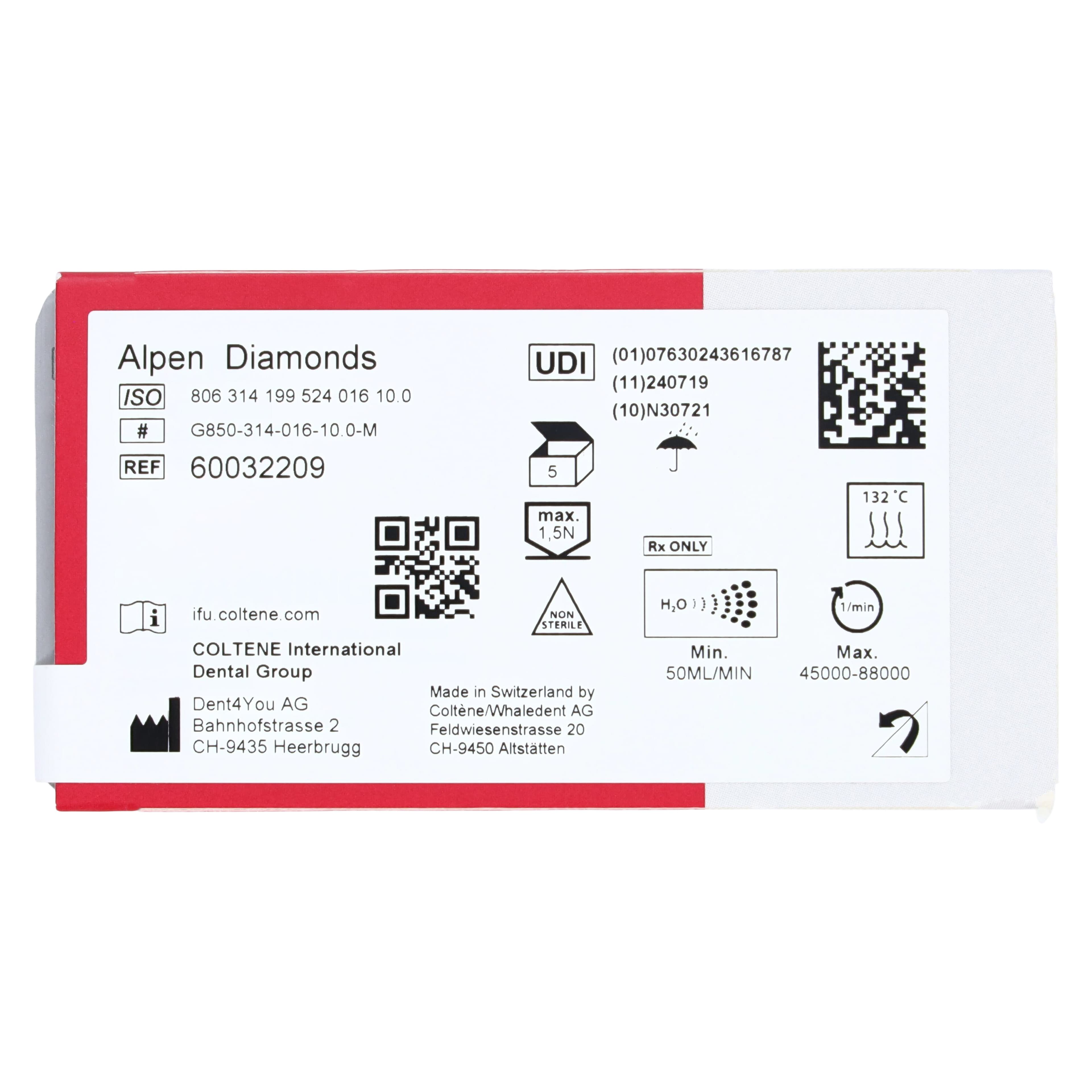 Alpen Diamond Bur, FG, Round End Taper, Medium Grit, Blue, #850-016, 1.6 mm Head, 10 mm Head Length, 5/Pk, 60032209 thumbnail 6