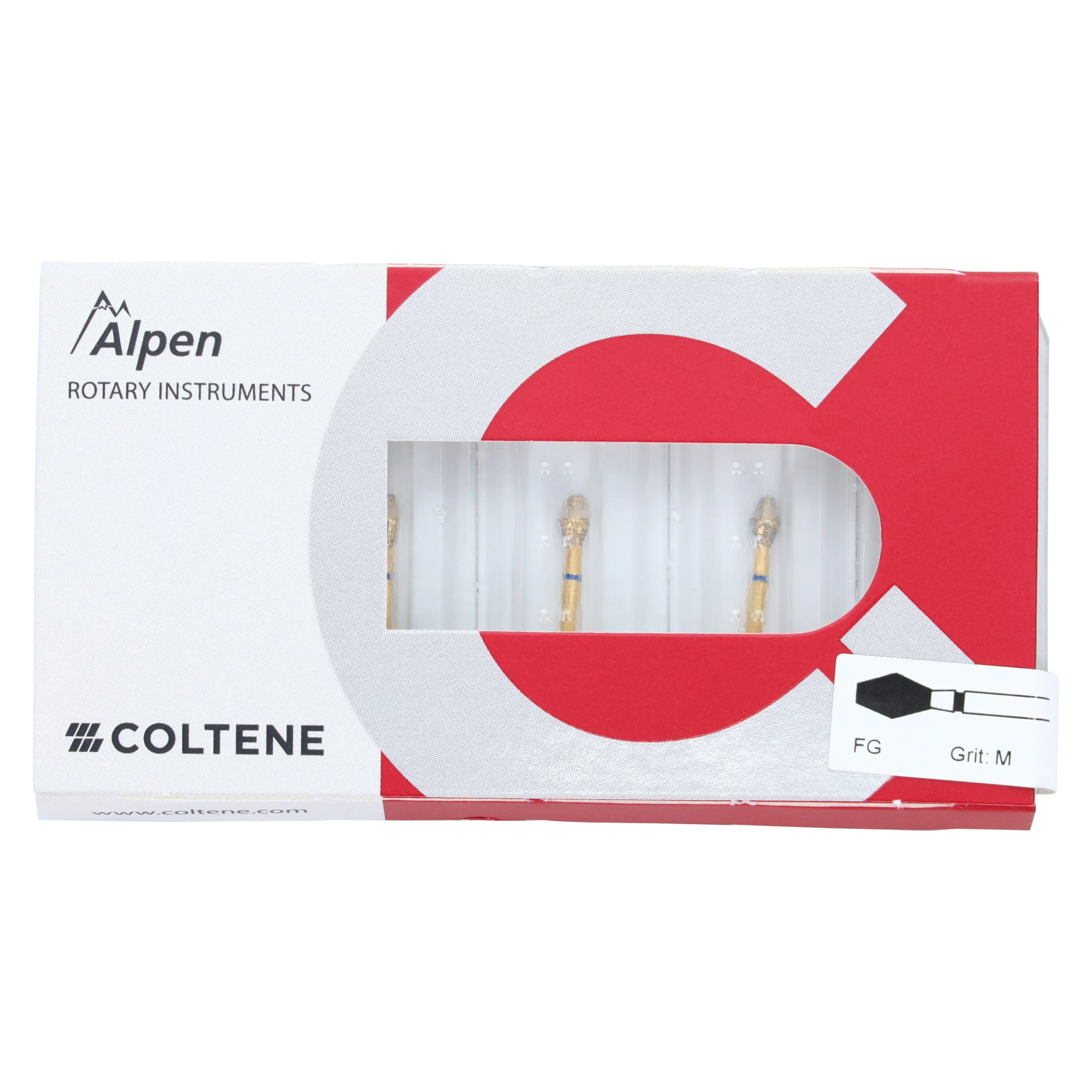 Coltene Alpen Multi-Use Multilayer Diamond Bur, FG, Medium, Occlusal Reduction/Barrel, #811-031, 3.1 mm Head Diameter, 4.2 mm Head Length, 5/Pkg thumbnail 5