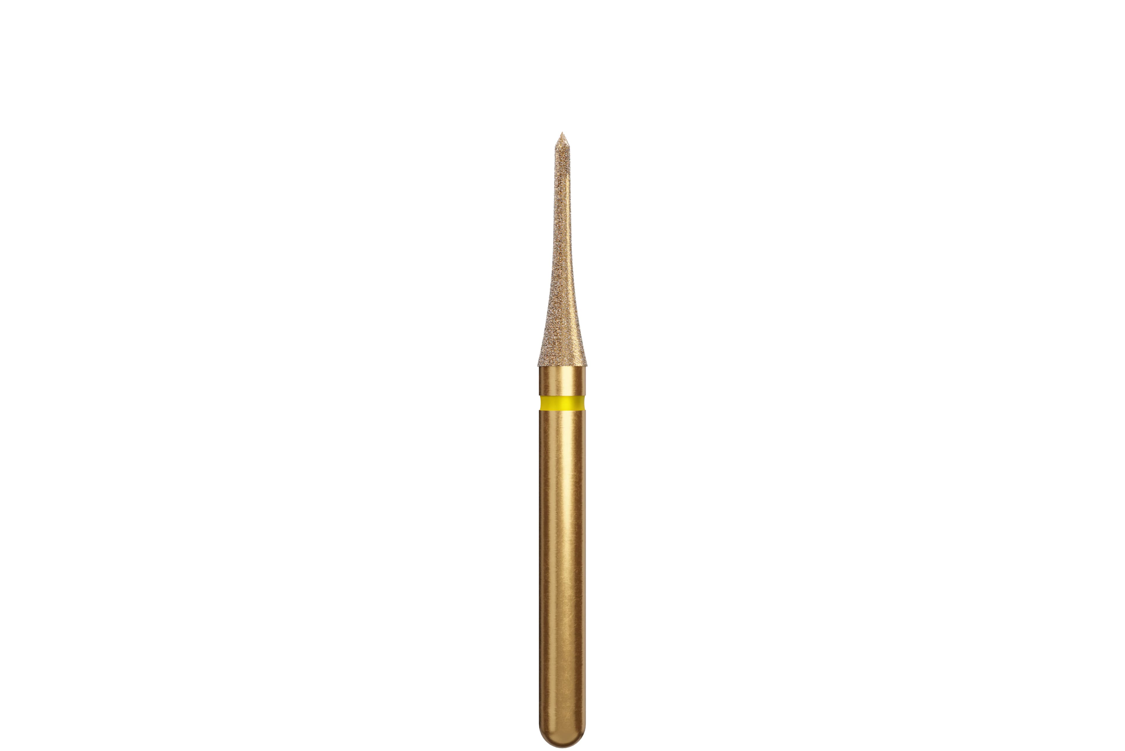 Alpen Multi-Use Multilayer Diamond Bur, Interproximal #392, Extra Fine, Friction Grip (FG), Yellow, 1.8 mm Head Diameter, 8 mm Head Length, 5/Pk, 392-018 - Alpen&reg; Diamonds - Extra Fine - #392-018 (8.0) - Image 1