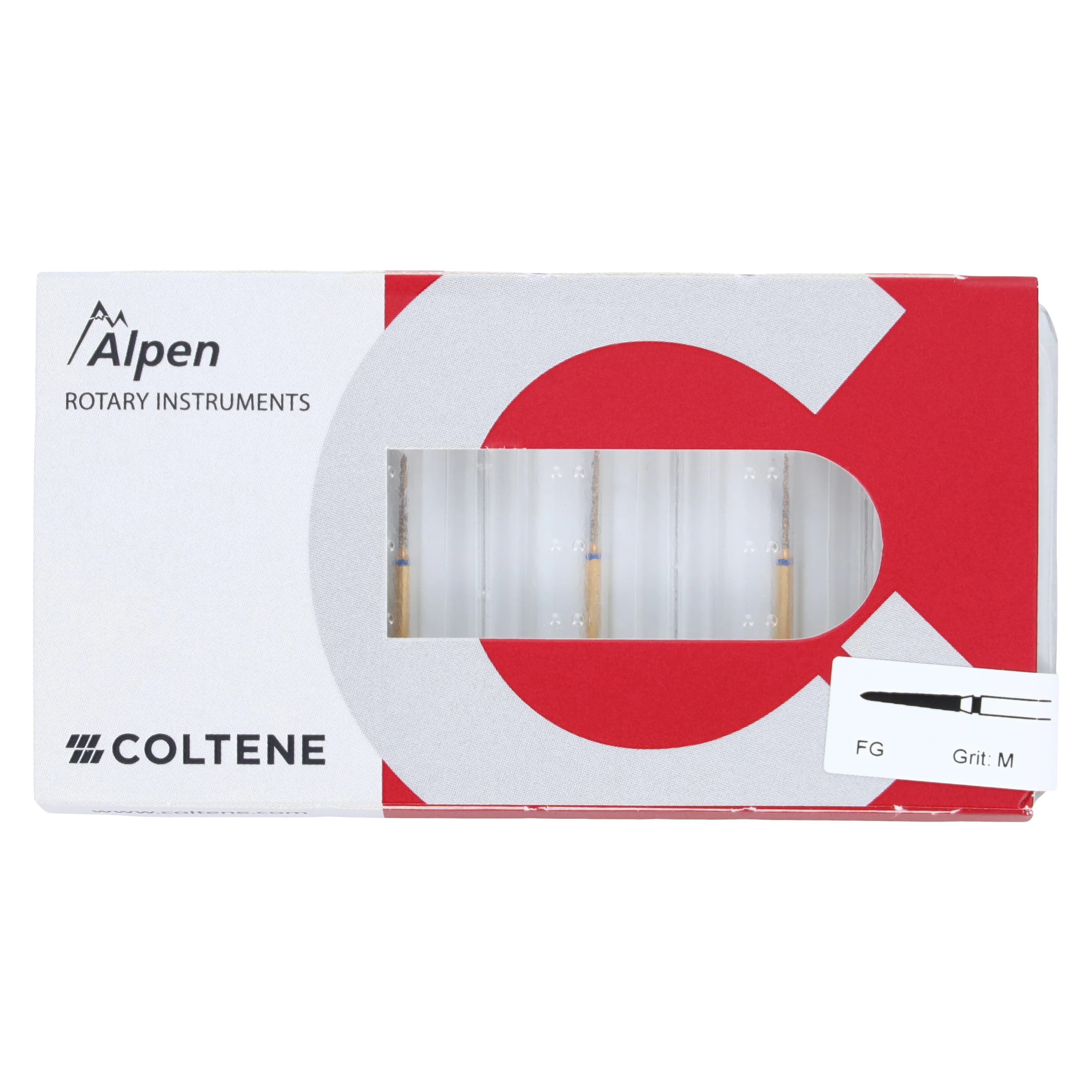Coltene Alpen Multi-Use Multilayer Diamond Bur, FG, Medium, Tapered Torpedo/Curettage, #878K-010, 1 mm Head Diameter, 8 mm Head Length, 5/Pkg thumbnail 5