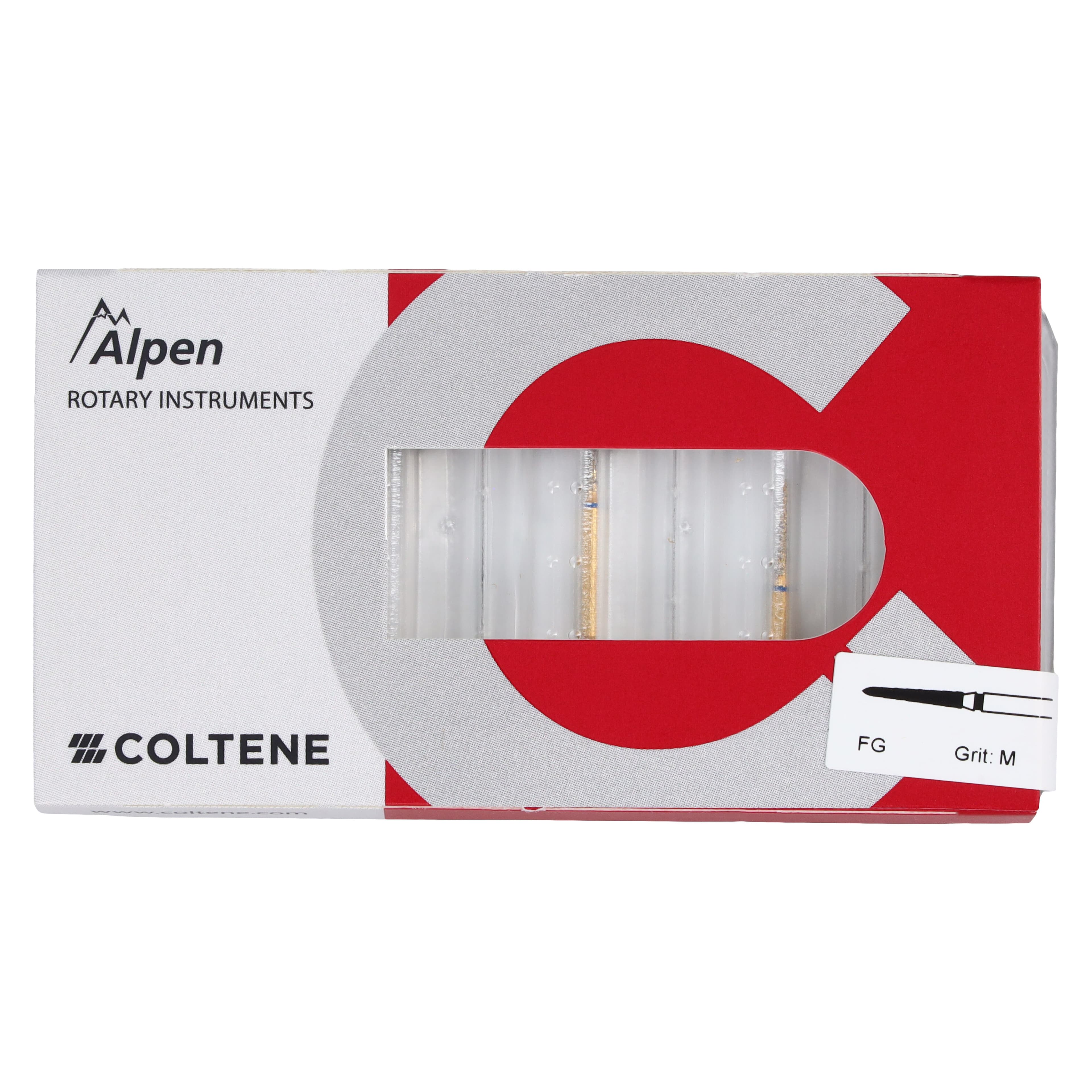 Coltene Alpen Multi-Use Multilayer Diamond Bur, FG, Medium Grit, Tapered Torpedo/Curettage, #878K-012, 1.2 mm Head Diameter, 8 mm Head Length, 5/Pkg thumbnail 7