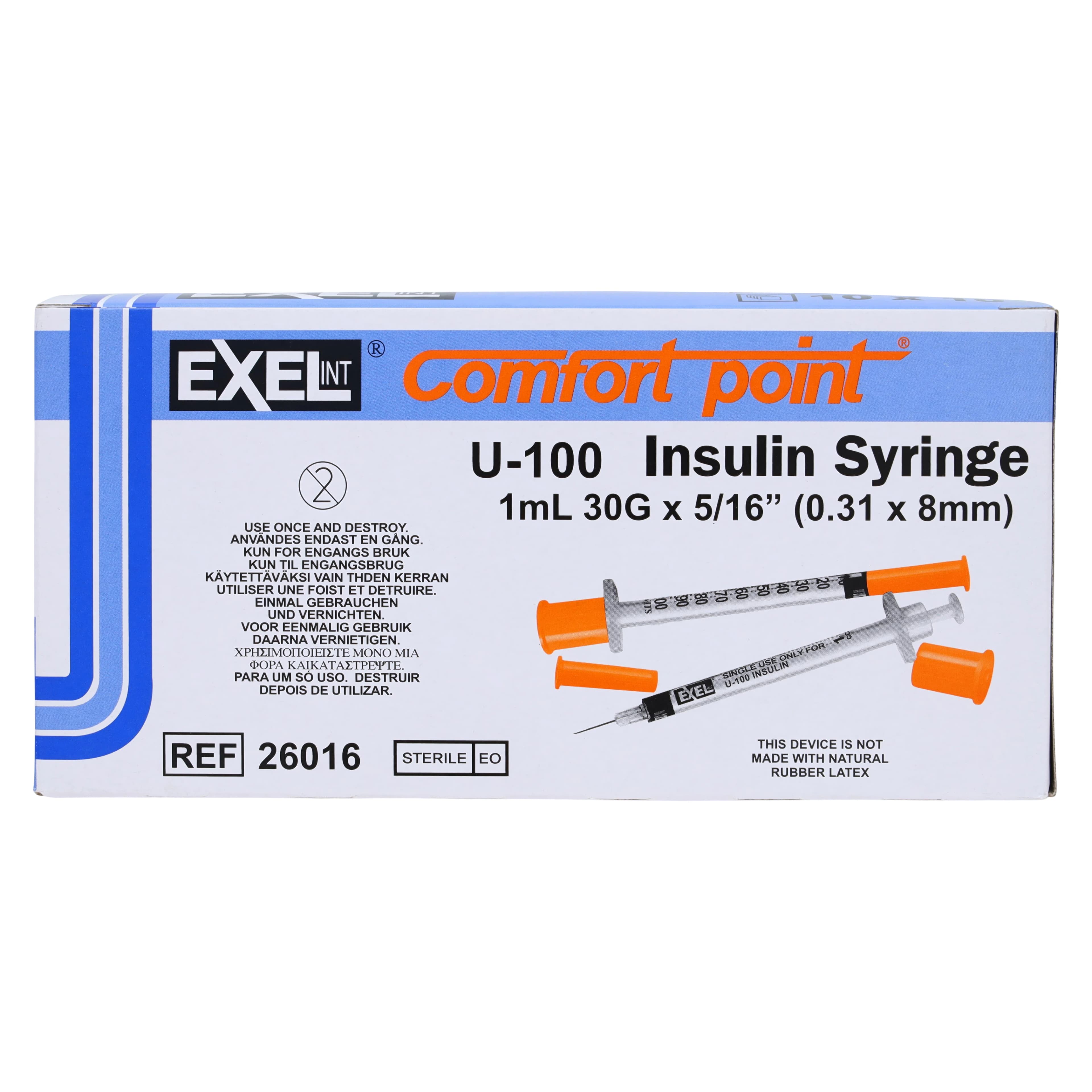 Exel Insulin Syringe with Needle, 30G x 5/16", 1 mL, Non-Safety, Sterile, 100/Box thumbnail 11