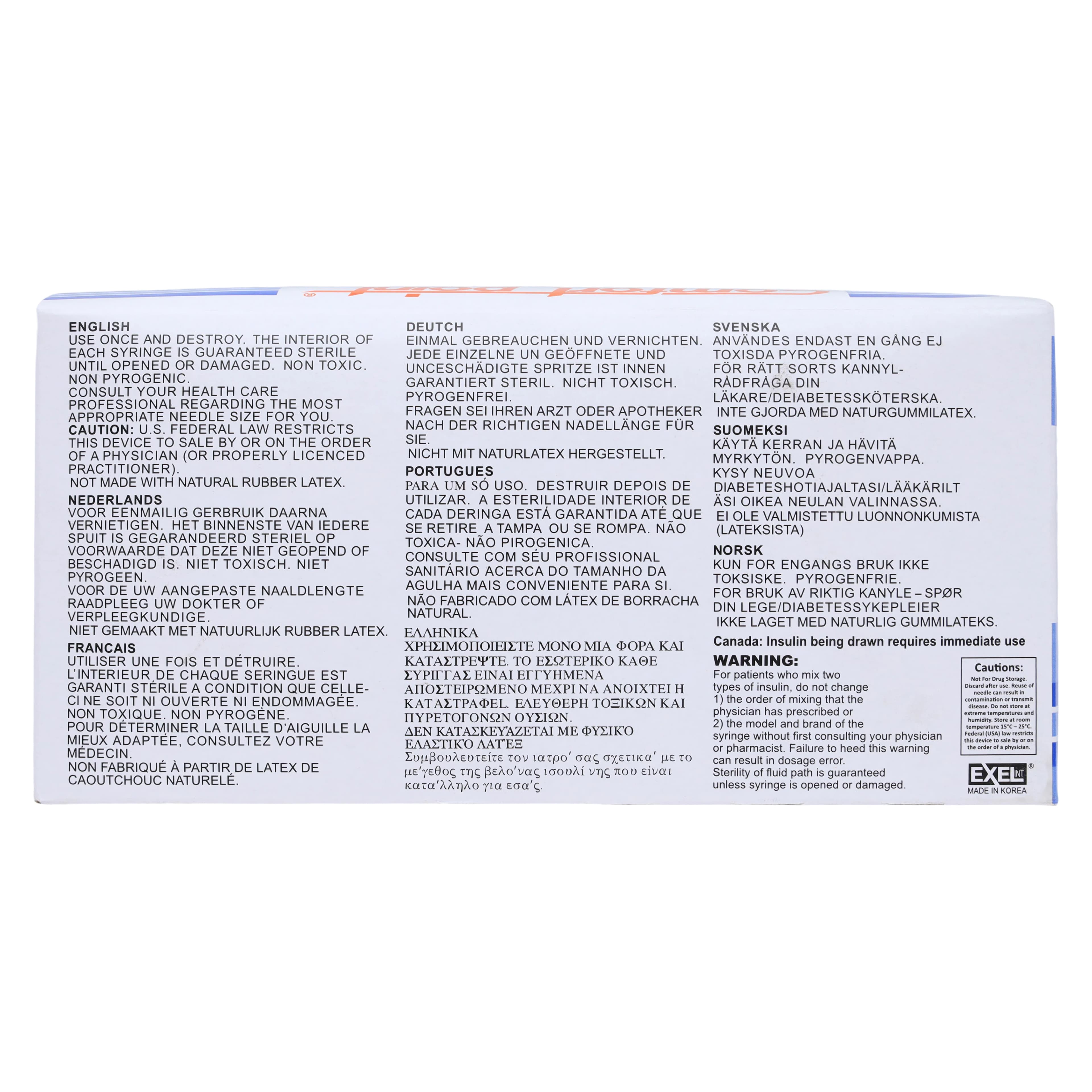Exel Insulin Syringe with Needle, 30G x 5/16", 1 mL, Non-Safety, Sterile, 100/Box thumbnail 12