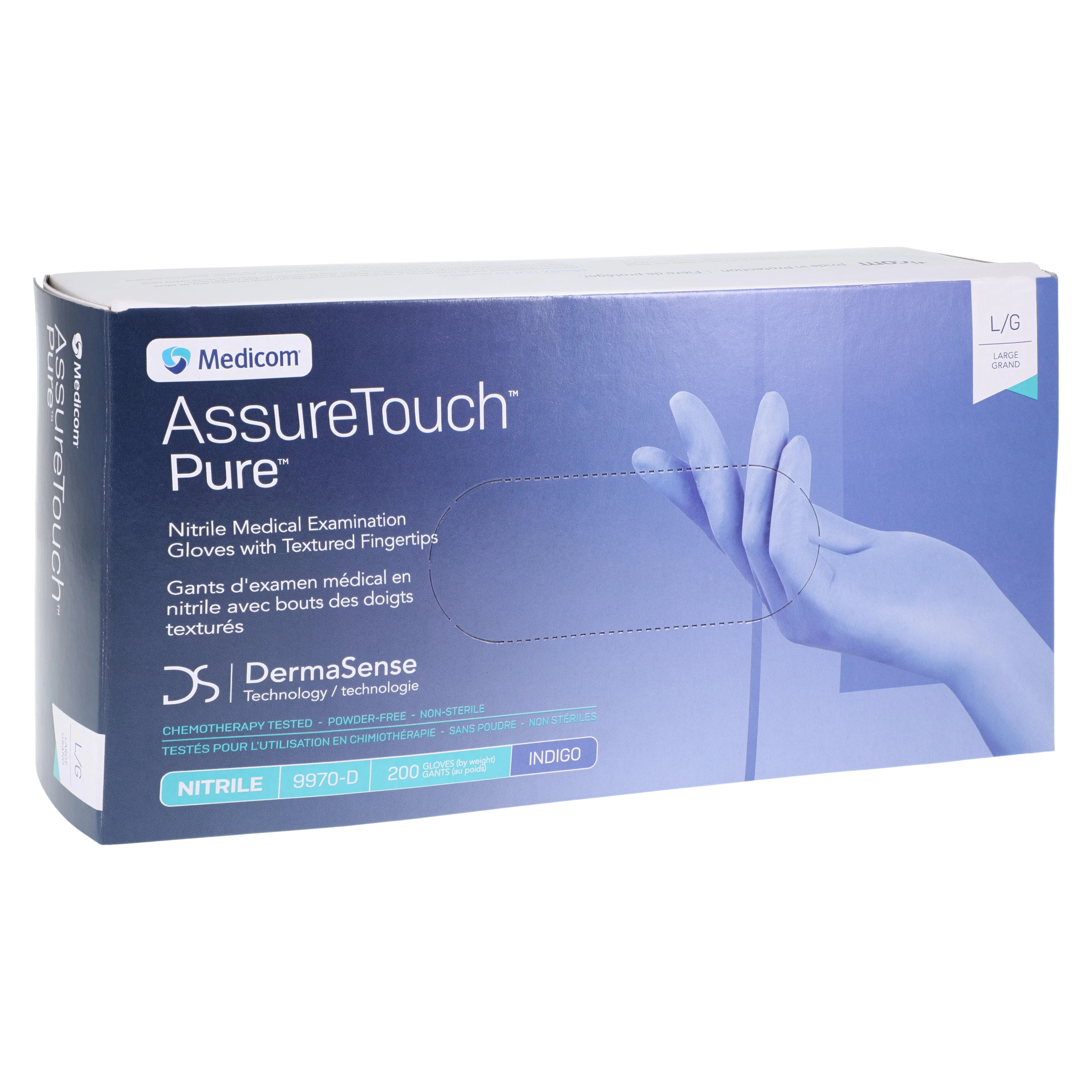 AssureTouch™ Pure Nitrile Exam Gloves, Powder Free, Non-Sterile, Large, Blue, 200/Box, 9970D thumbnail 3